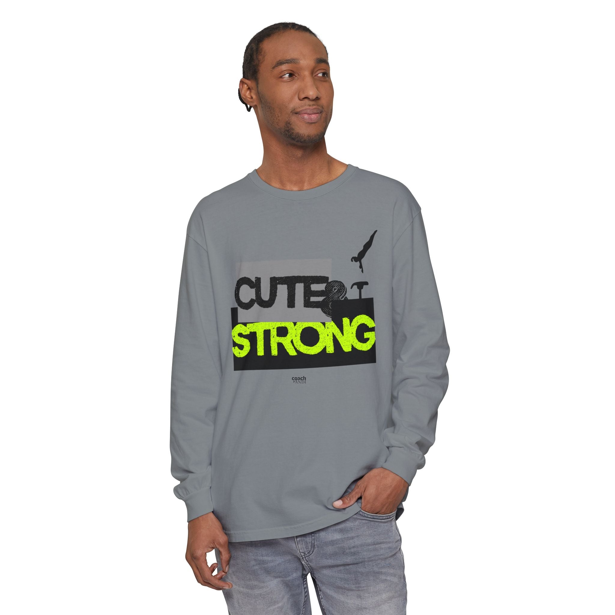 Cute & Strong - Lime/Black (Adult Long Sleeve Shirt)