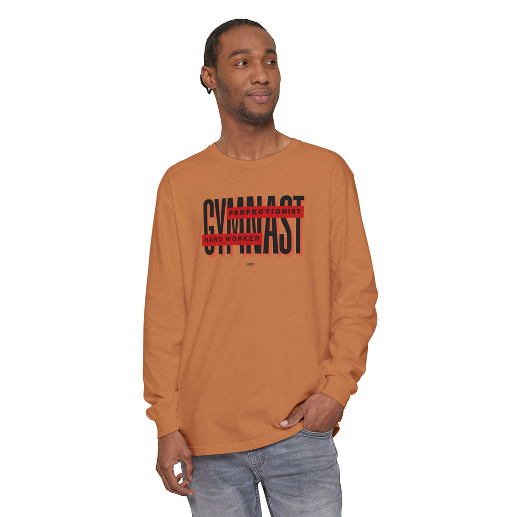 Gymnast Hard Worker Long Sleeve Shirt - Red (Adult)