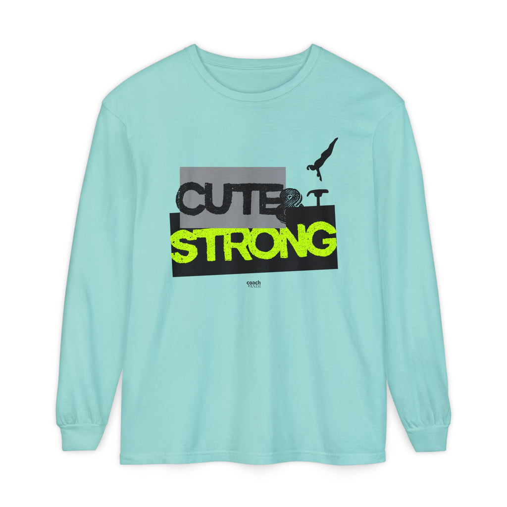 Cute & Strong - Lime/Black (Adult Long Sleeve Shirt)