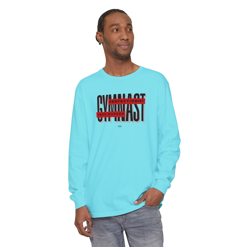 Gymnast Hard Worker Long Sleeve Shirt - Red (Adult)
