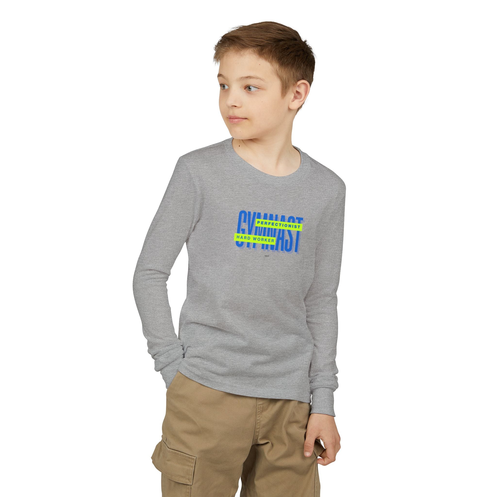 Gymnast Hard Worker Long Sleeve Shirt - Lime/Blue (Youth)