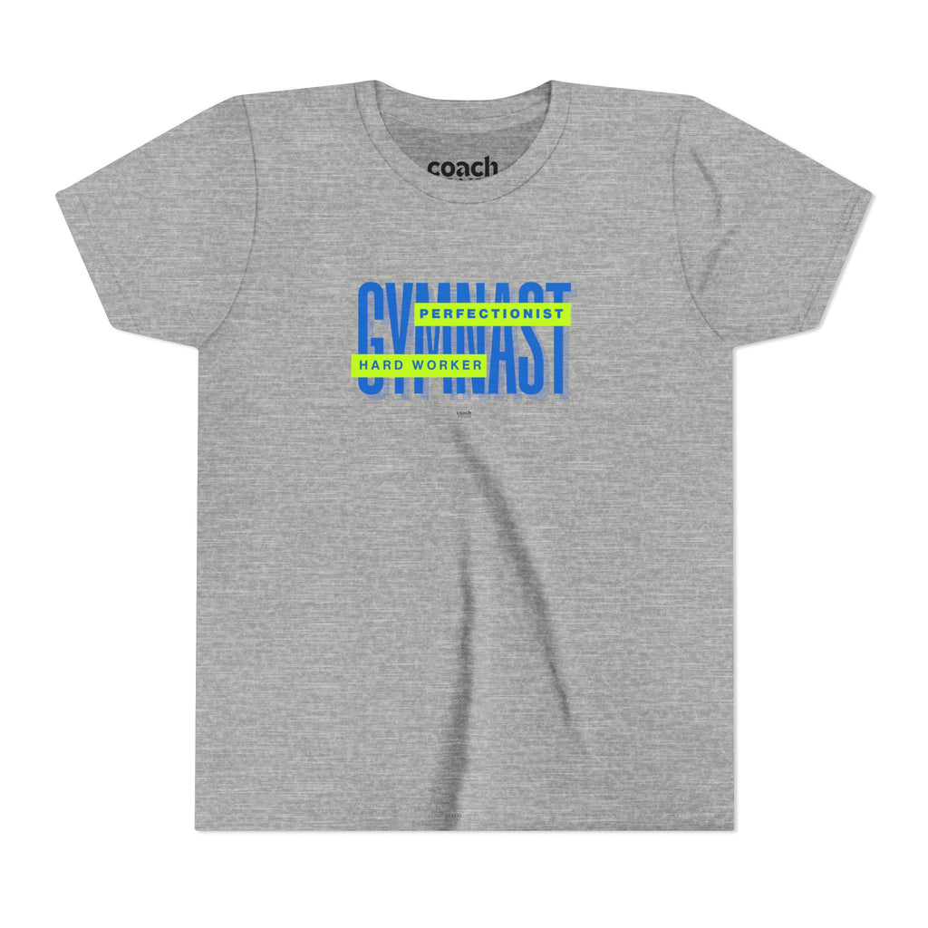 Gymnast Hard Worker Tshirt - Lime/Blue (Youth)