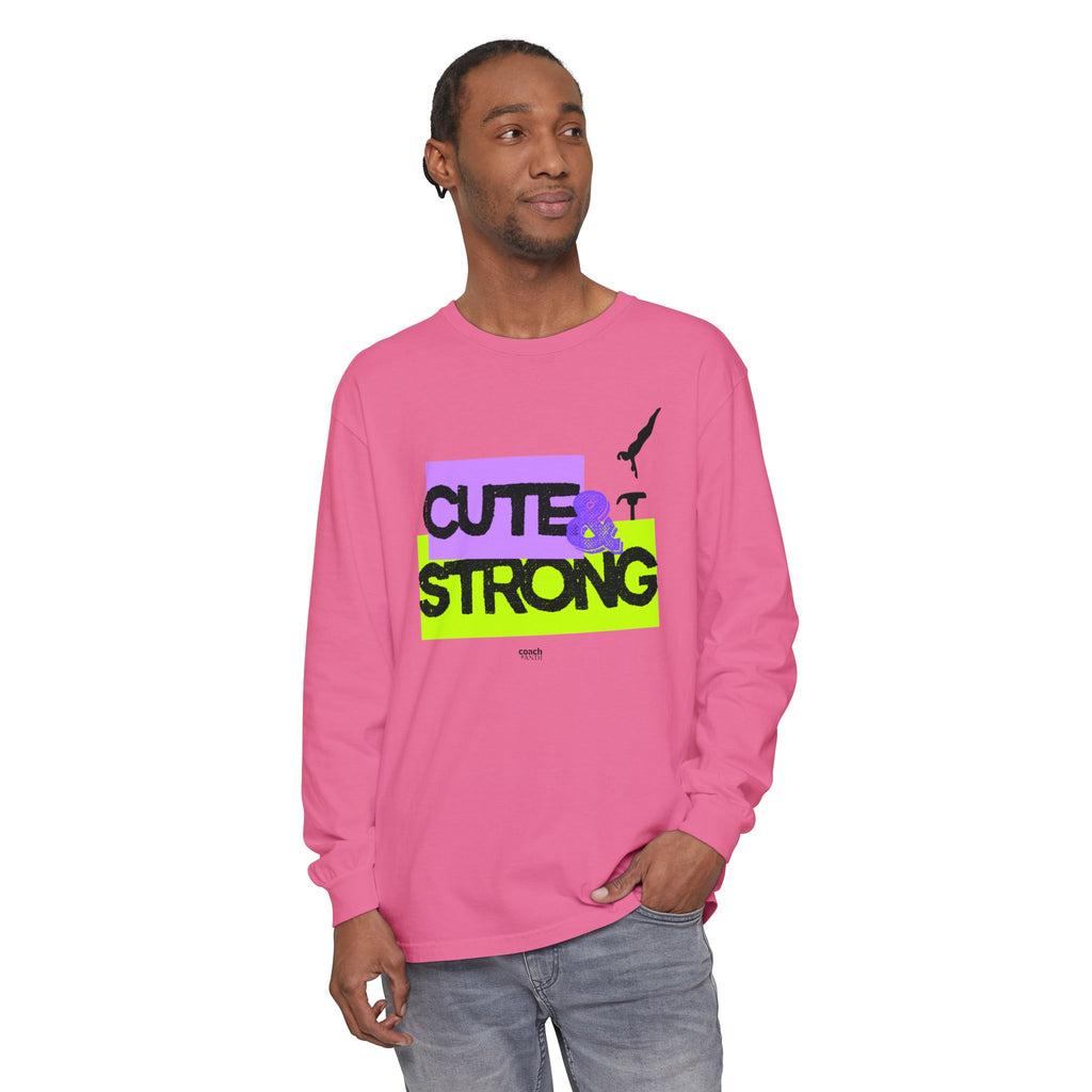 Cute & Strong - Aqua/Pink (Adult Long Sleeve Shirt)