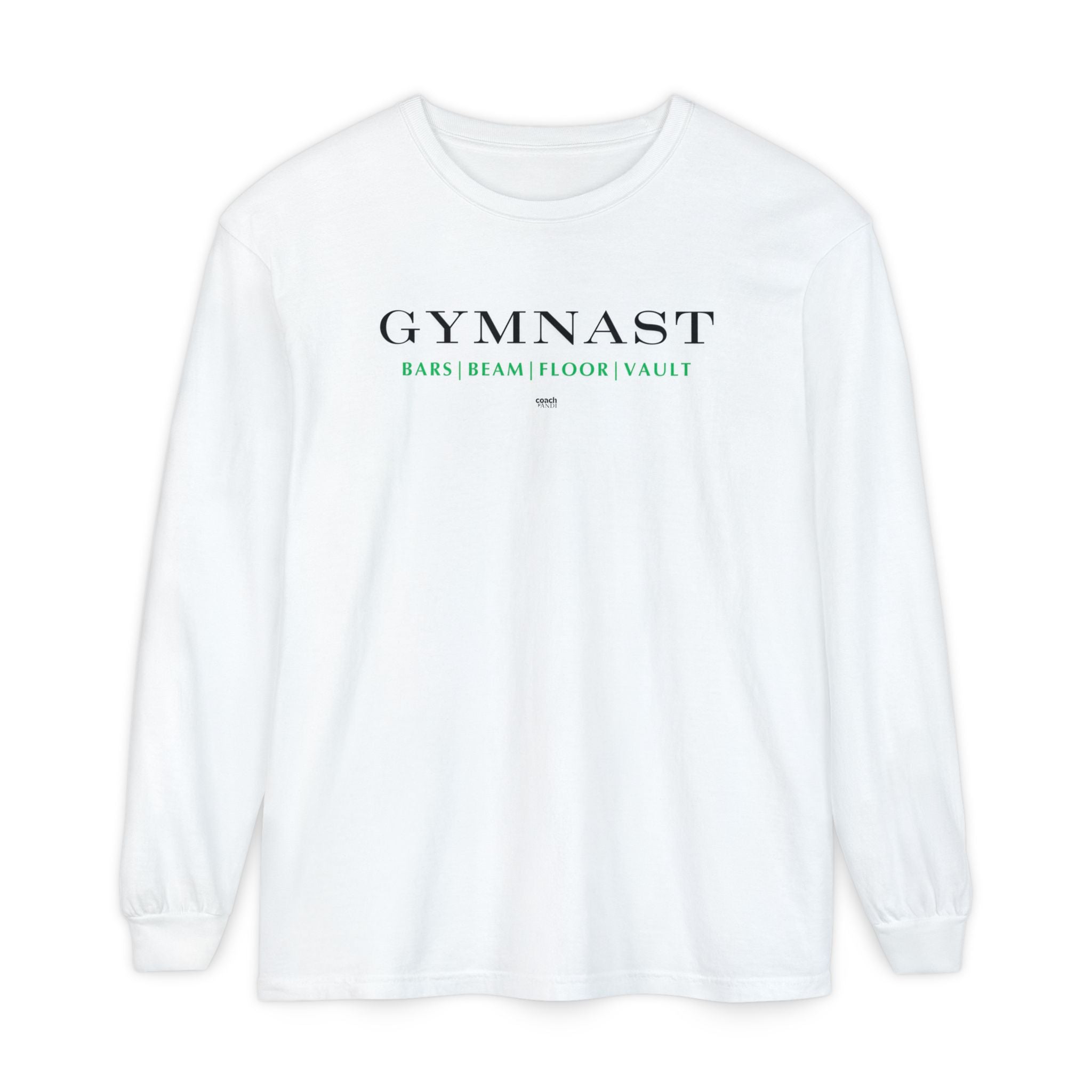 GYMNAST (Bars Beam Floor Vault) Long Sleeve Shirt - Green (Adult )
