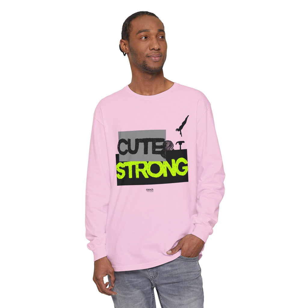Cute & Strong - Lime/Black (Adult Long Sleeve Shirt)