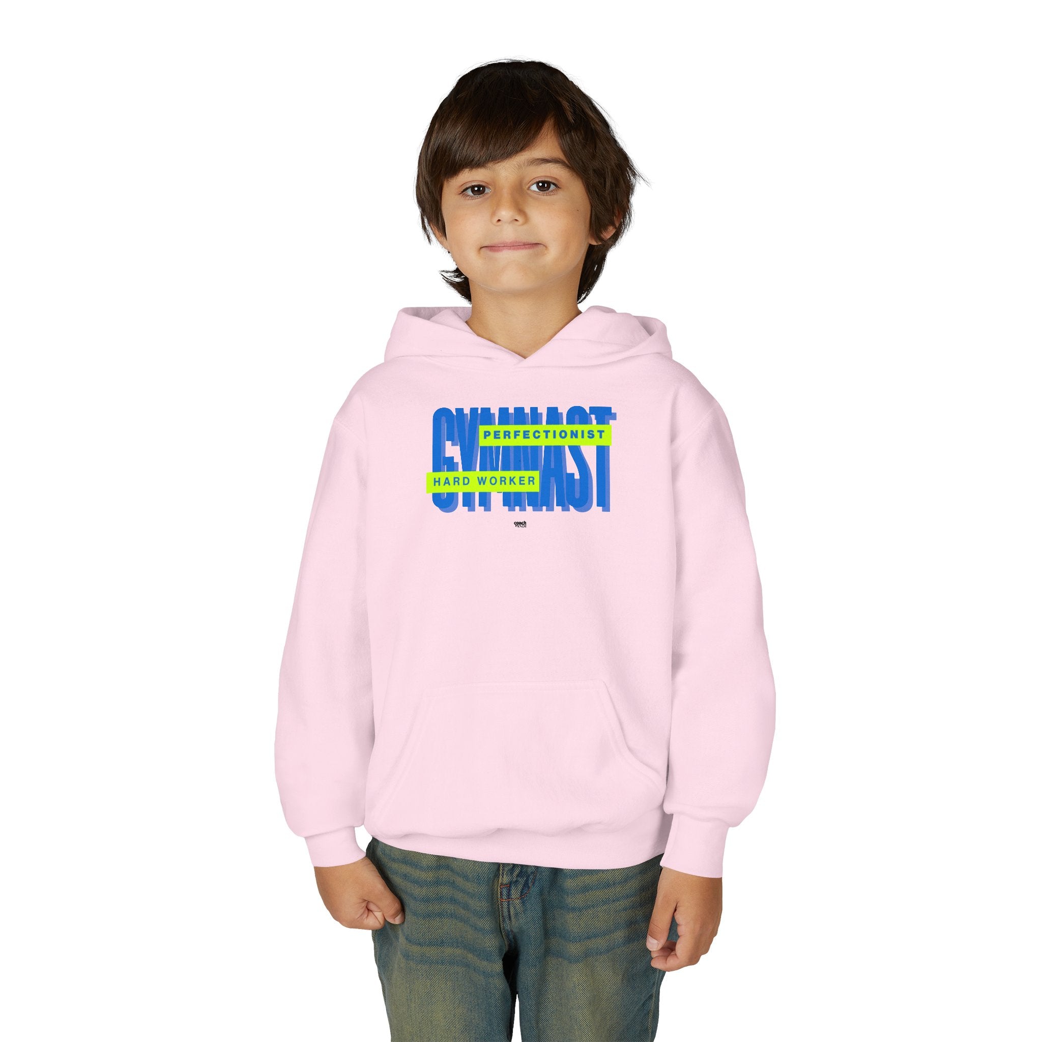 Gymnast Hard Worker Hoodie - Lime/Blue (Youth)
