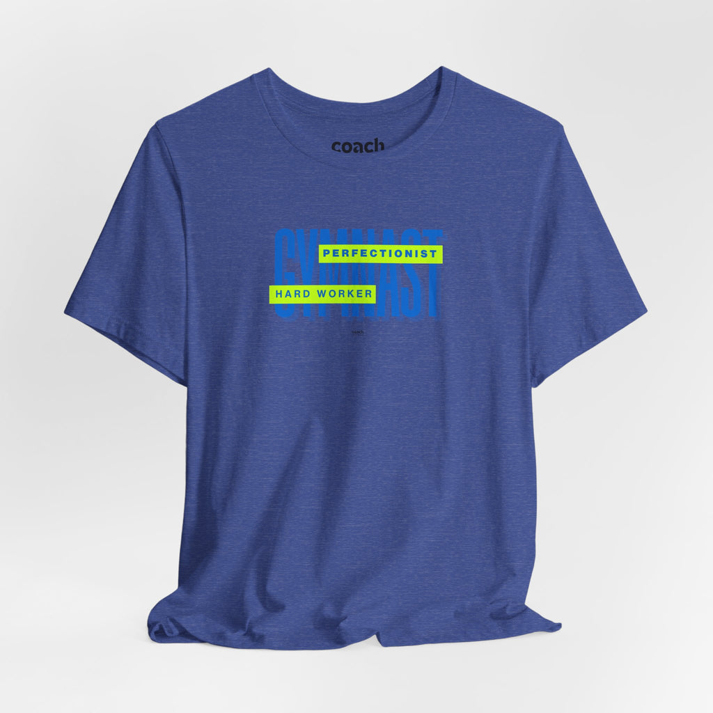 Gymnast Hard Worker Tshirt - Lime/Blue (Adult)