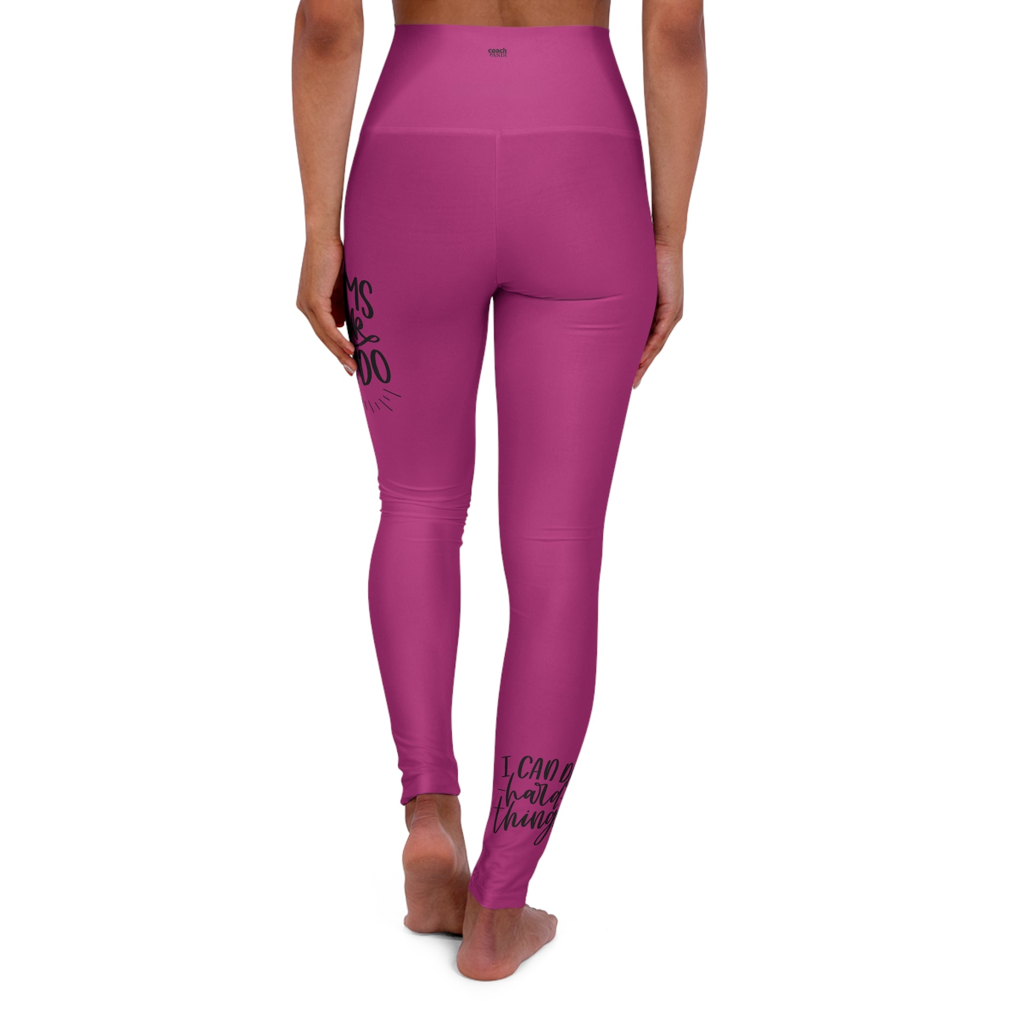 Work Hard-Pink(Adult High Waisted Yoga Leggings (AOP))