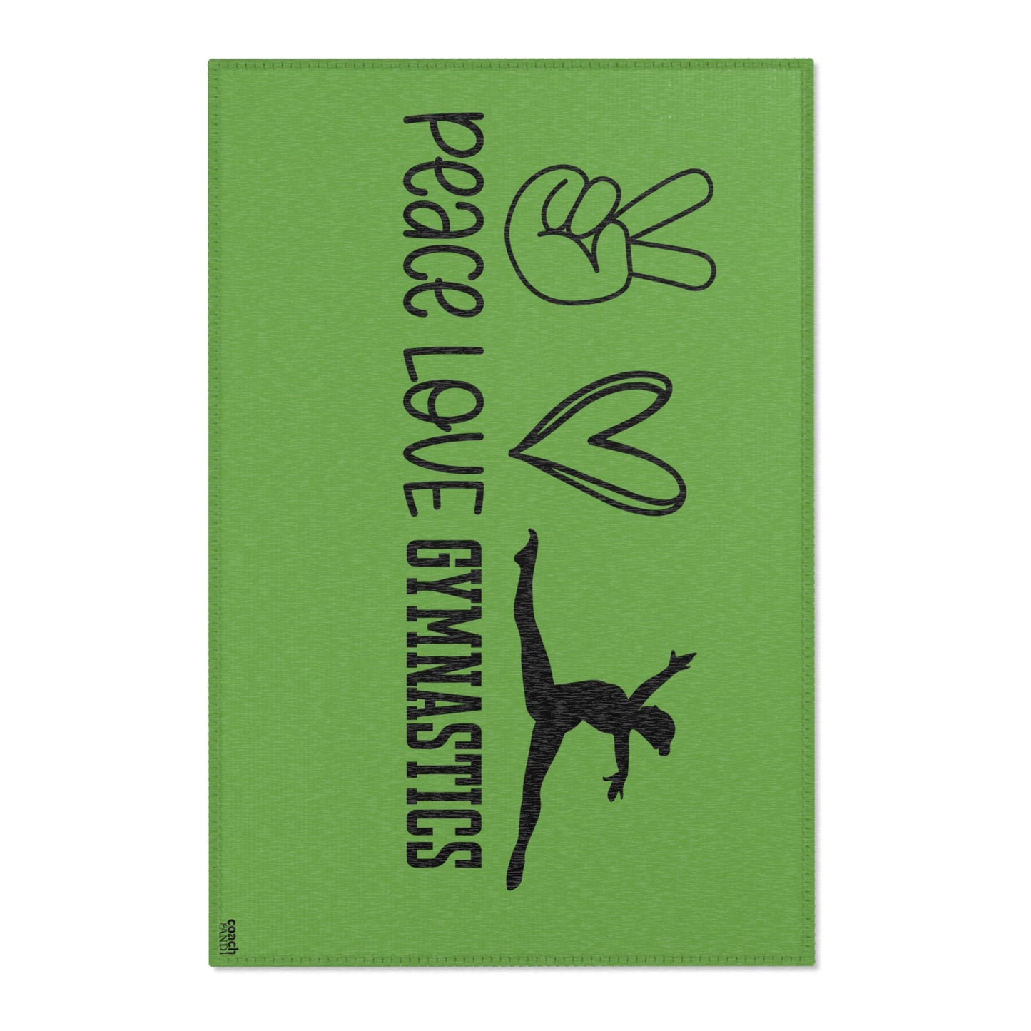 Peace, Love, Gymnastics-Green (Area Rugs)