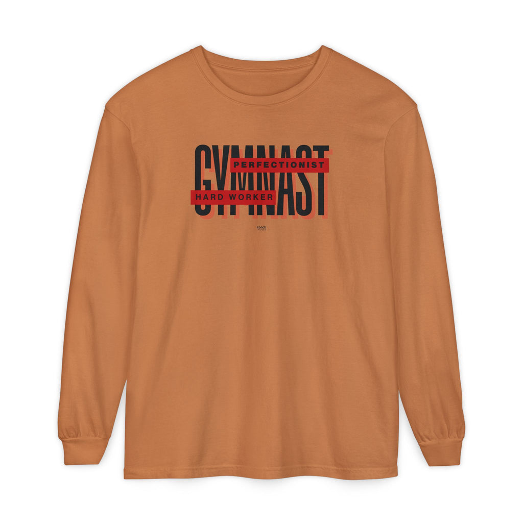 Gymnast Hard Worker Long Sleeve Shirt - Red (Adult)
