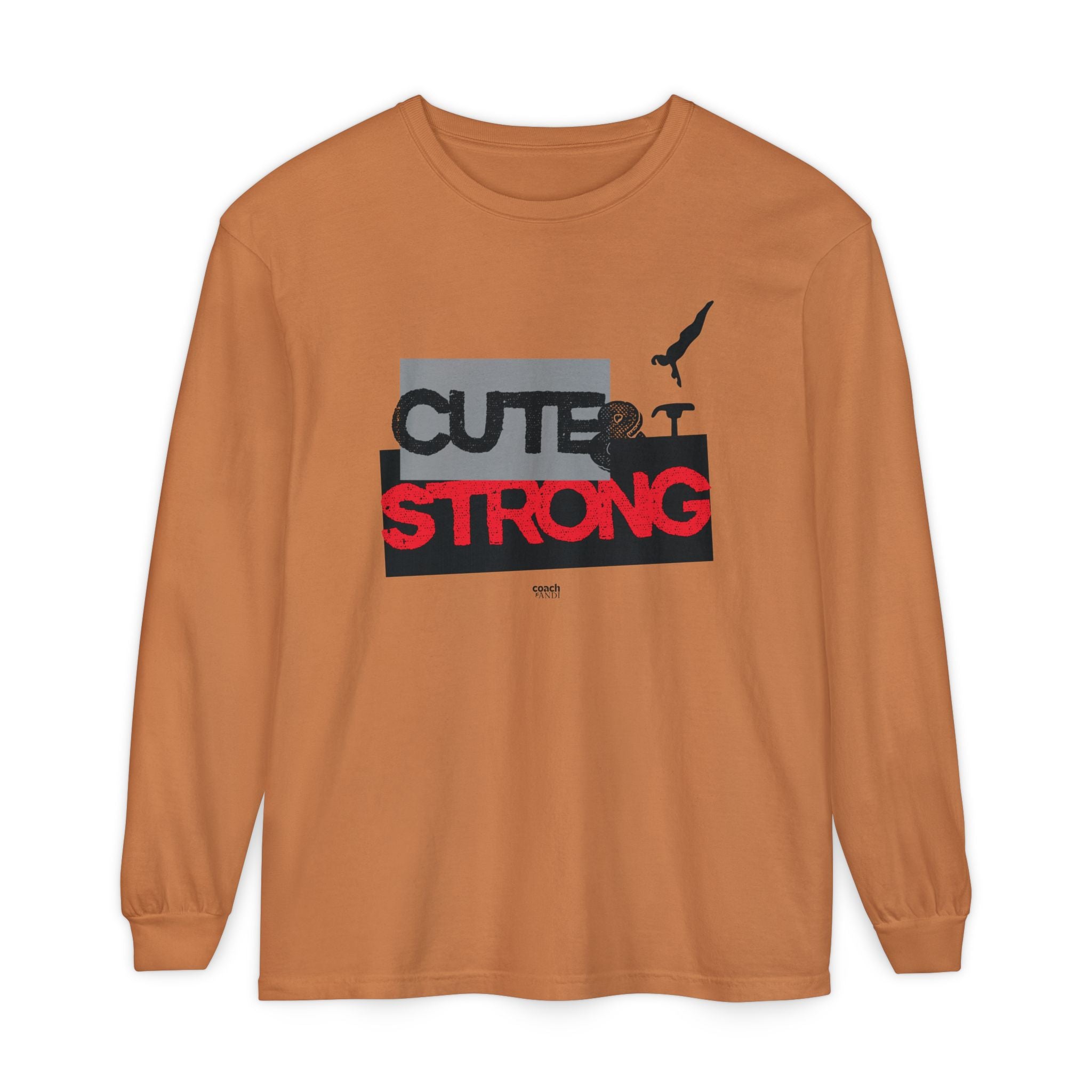 Cute & Strong - Red/Black (Adult Long Sleeve Shirt)