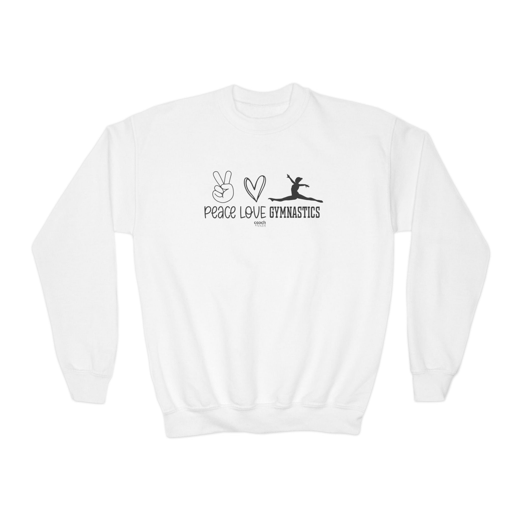 Peace, Love, Gymnastics (Youth Crewneck Sweatshirt)
