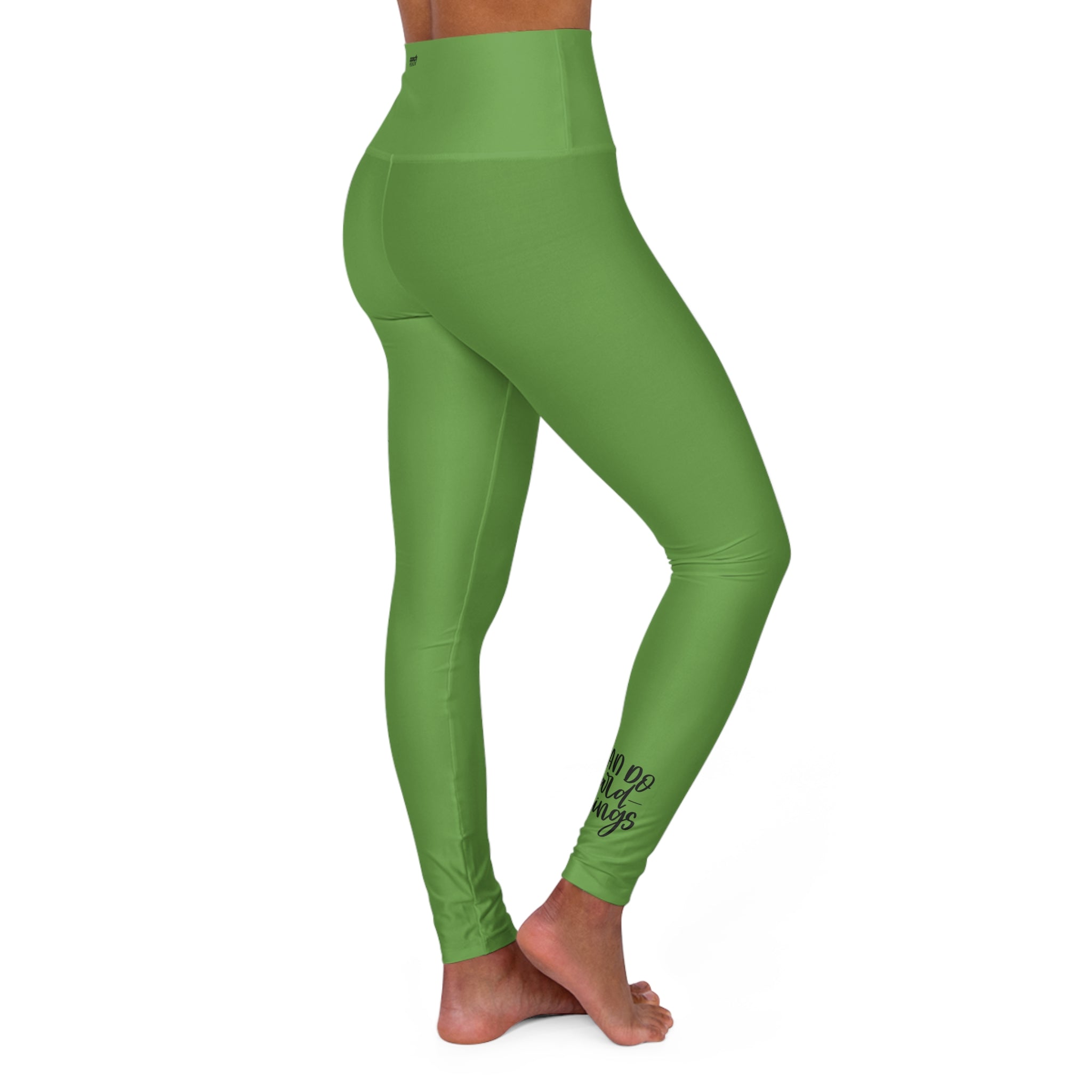 Work Hard-Green (Adult High Waisted Yoga Leggings (AOP)