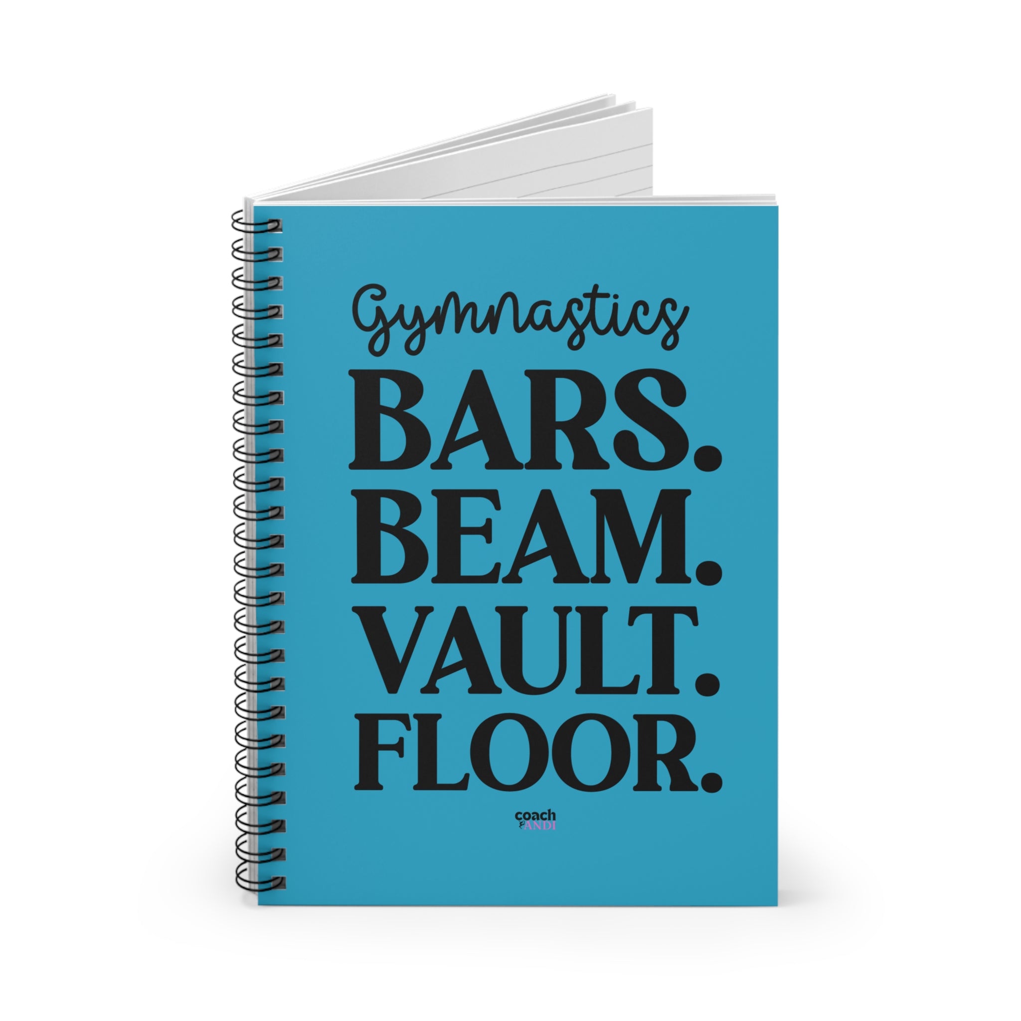 Gymnastics Events-Turquoise (Spiral Notebook - Ruled Line)