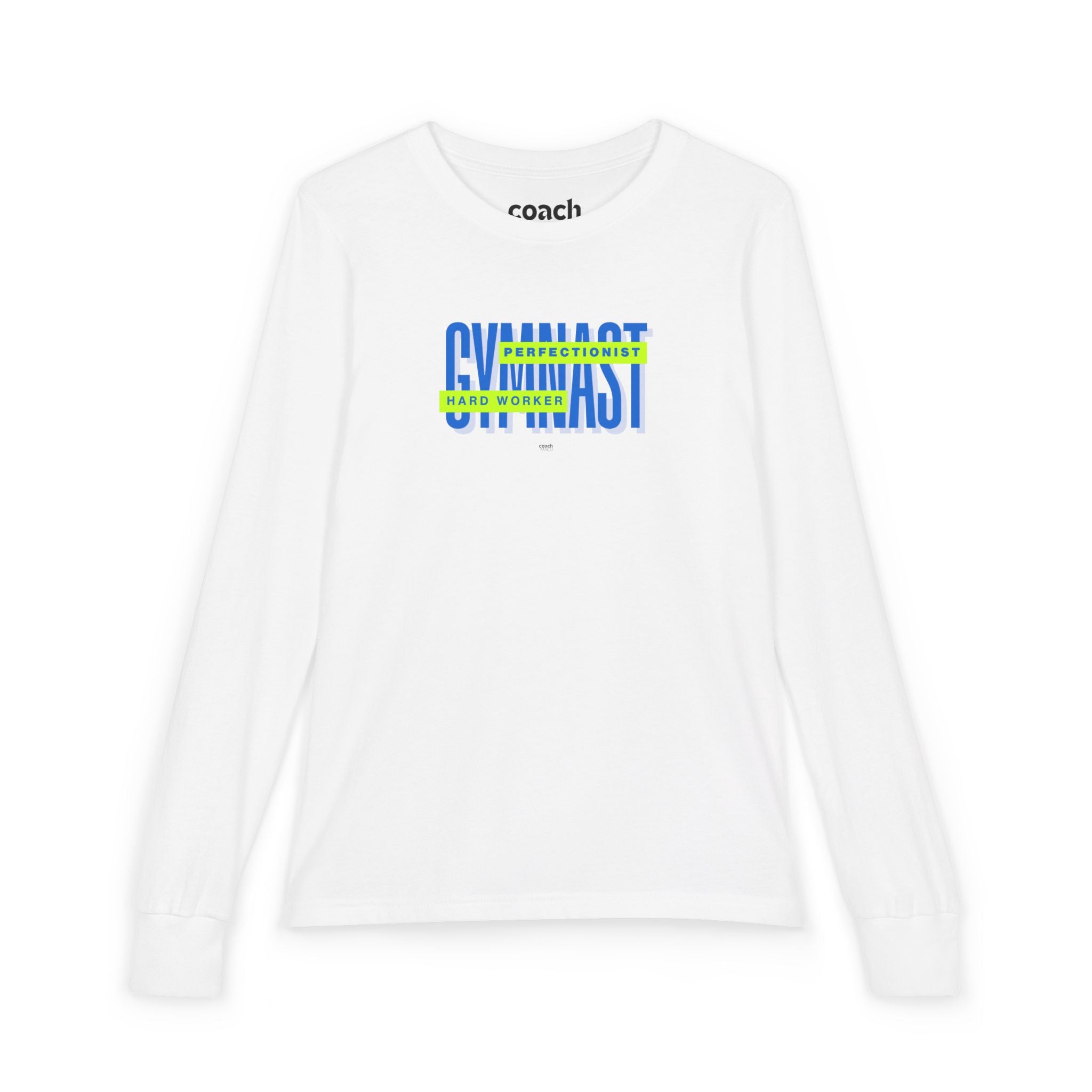 Gymnast Hard Worker Long Sleeve Shirt - Lime/Blue (Youth)