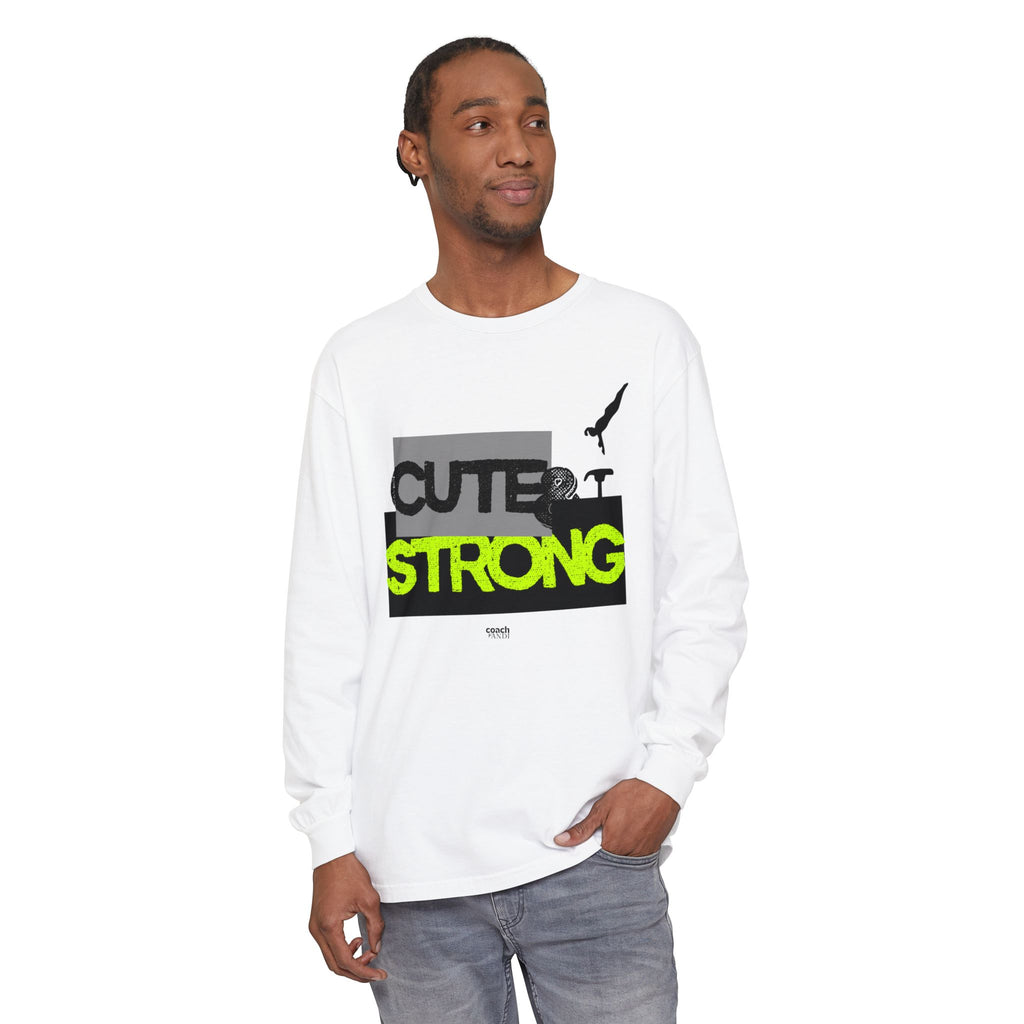 Cute & Strong - Lime/Black (Adult Long Sleeve Shirt)