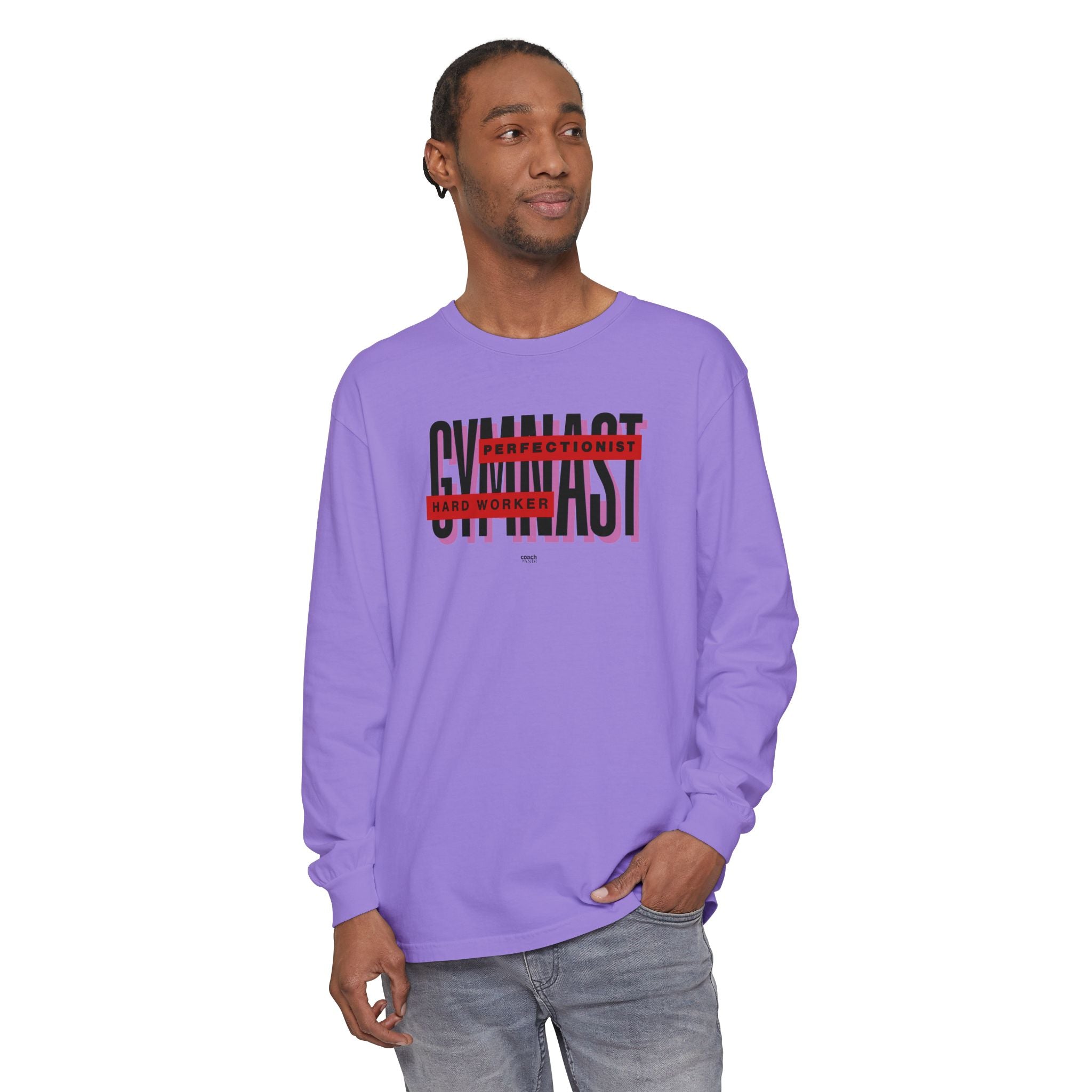 Gymnast Hard Worker Long Sleeve Shirt - Red (Adult)