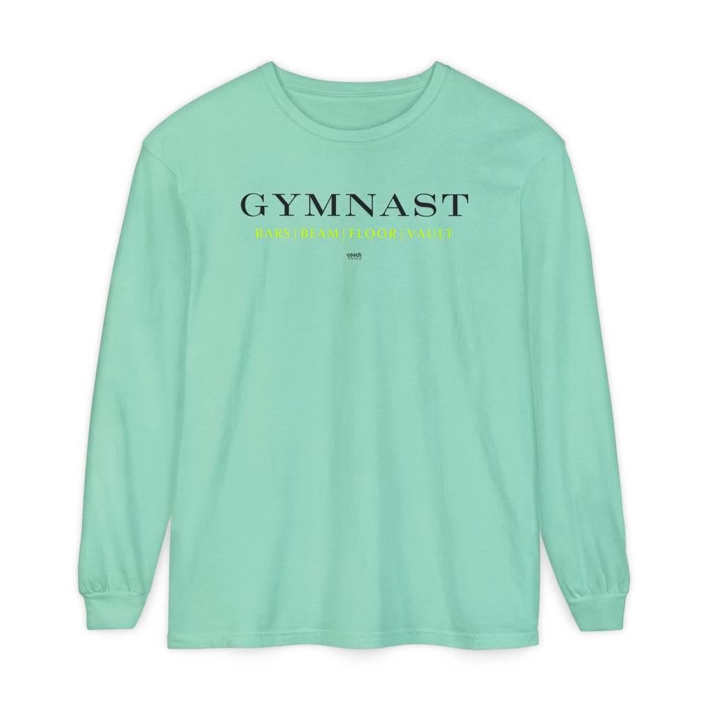 GYMNAST (Bars Beam Floor Vault) Long Sleeve Shirt - Lime (Adult )