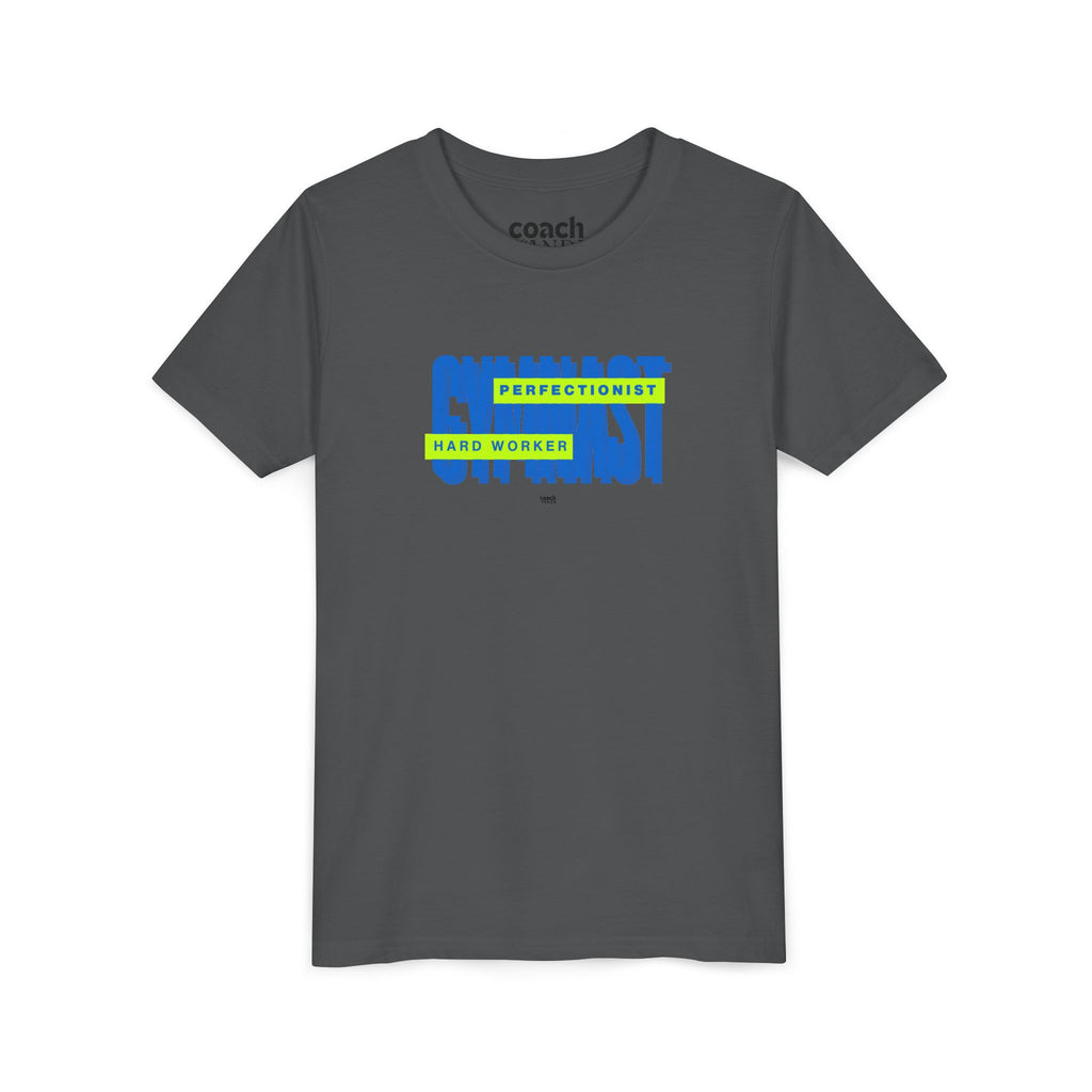 Gymnast Hard Worker Tshirt - Lime/Blue (Youth)