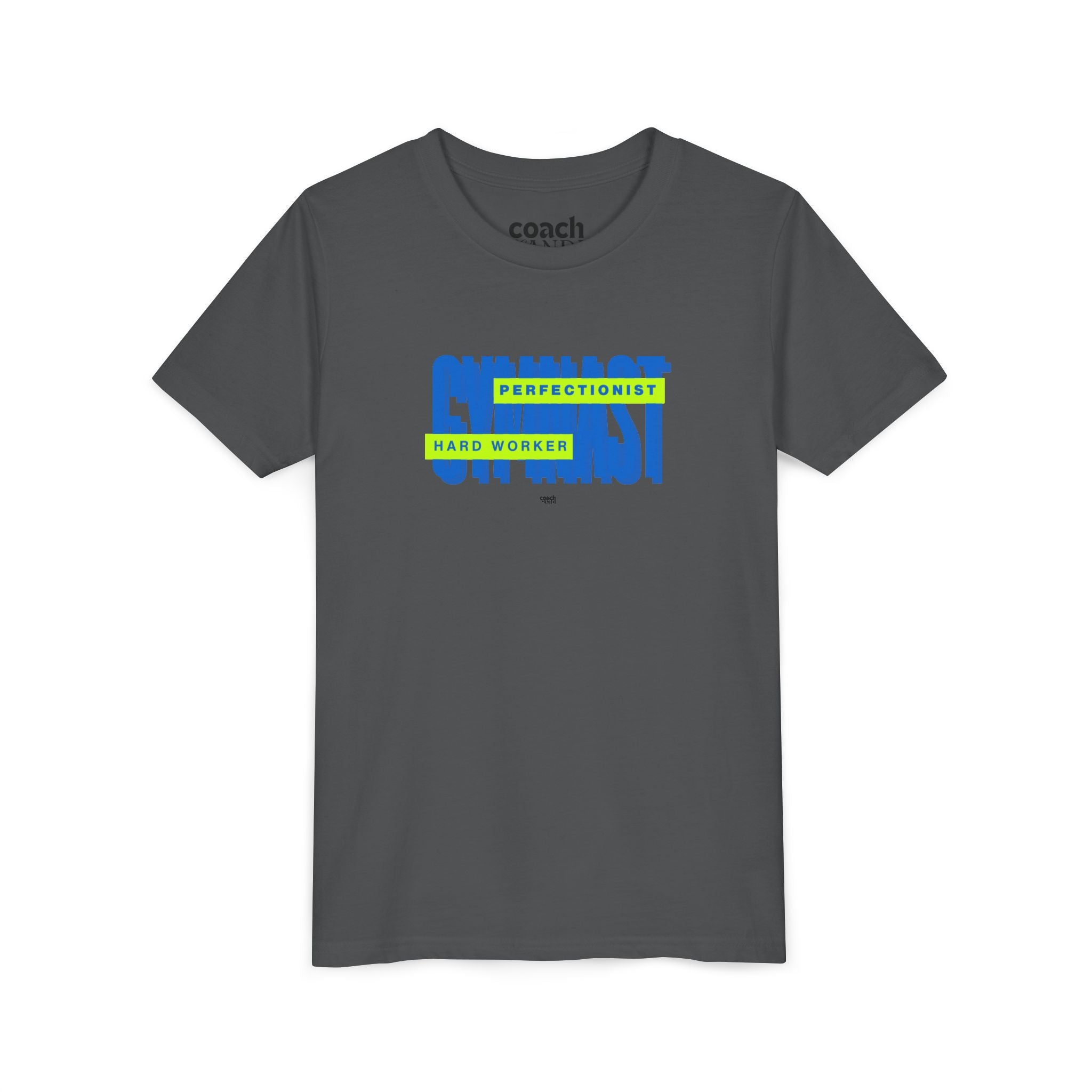 Gymnast Hard Worker Tshirt - Lime/Blue (Youth)