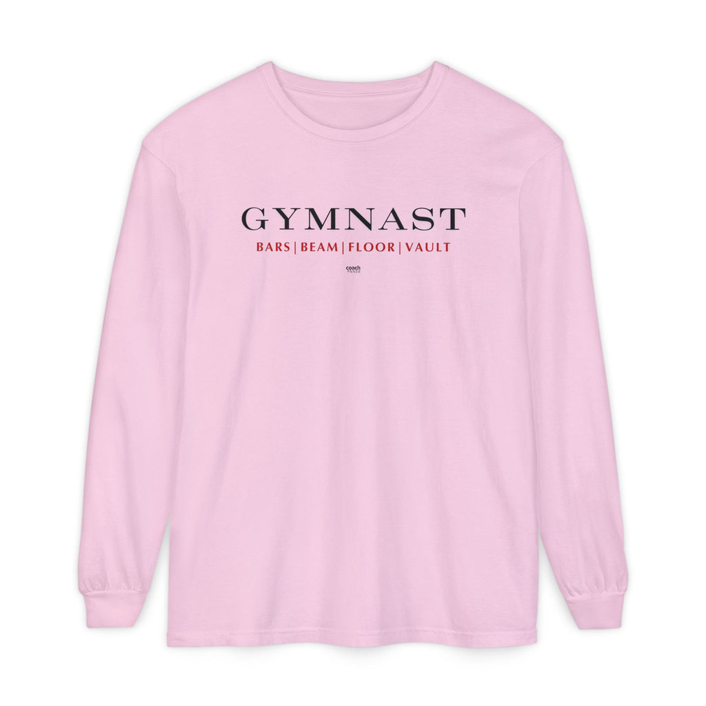GYMNAST (Bars Beam Floor Vault) Long Sleeve Shirt - Red (Adult )
