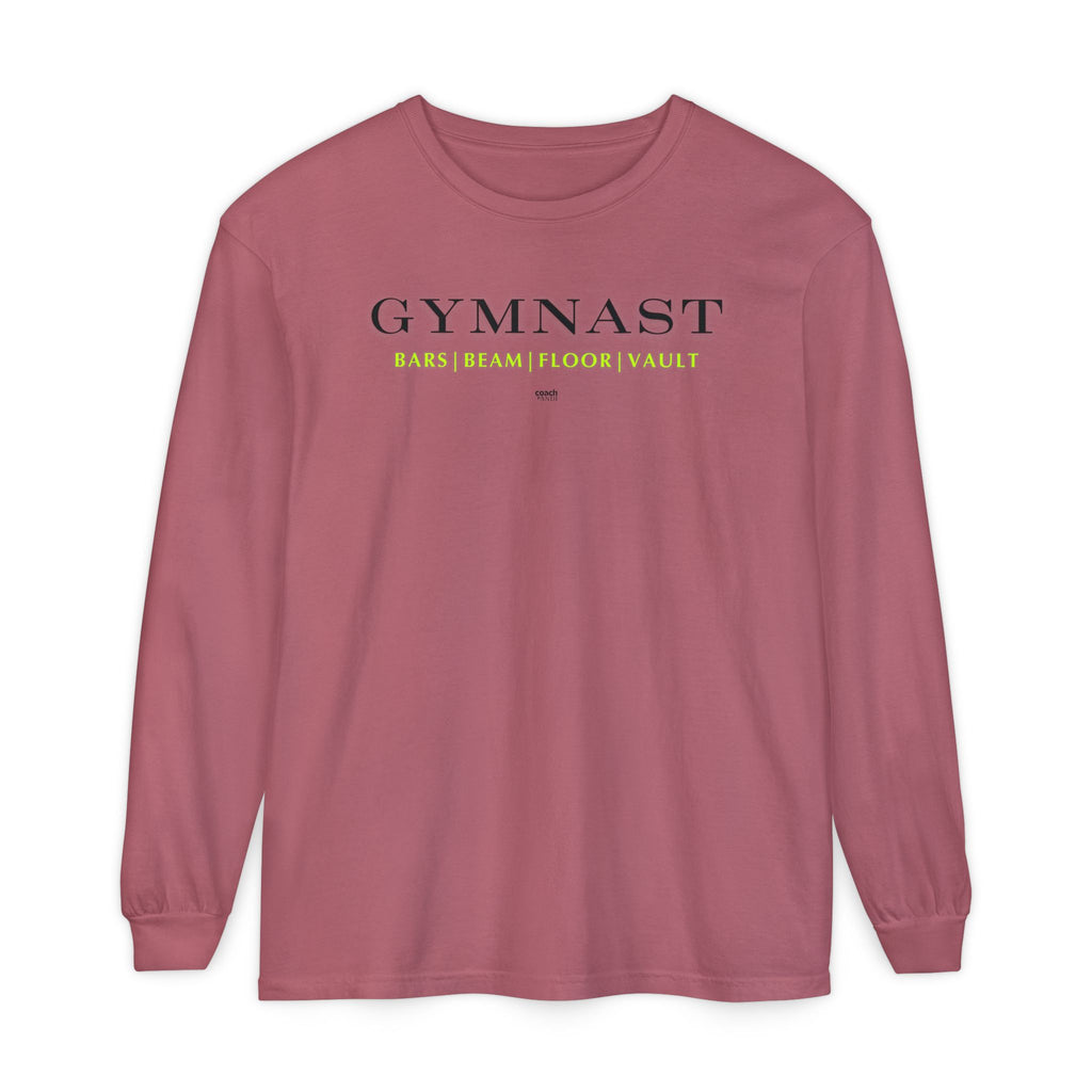 GYMNAST (Bars Beam Floor Vault) Long Sleeve Shirt - Lime (Adult )