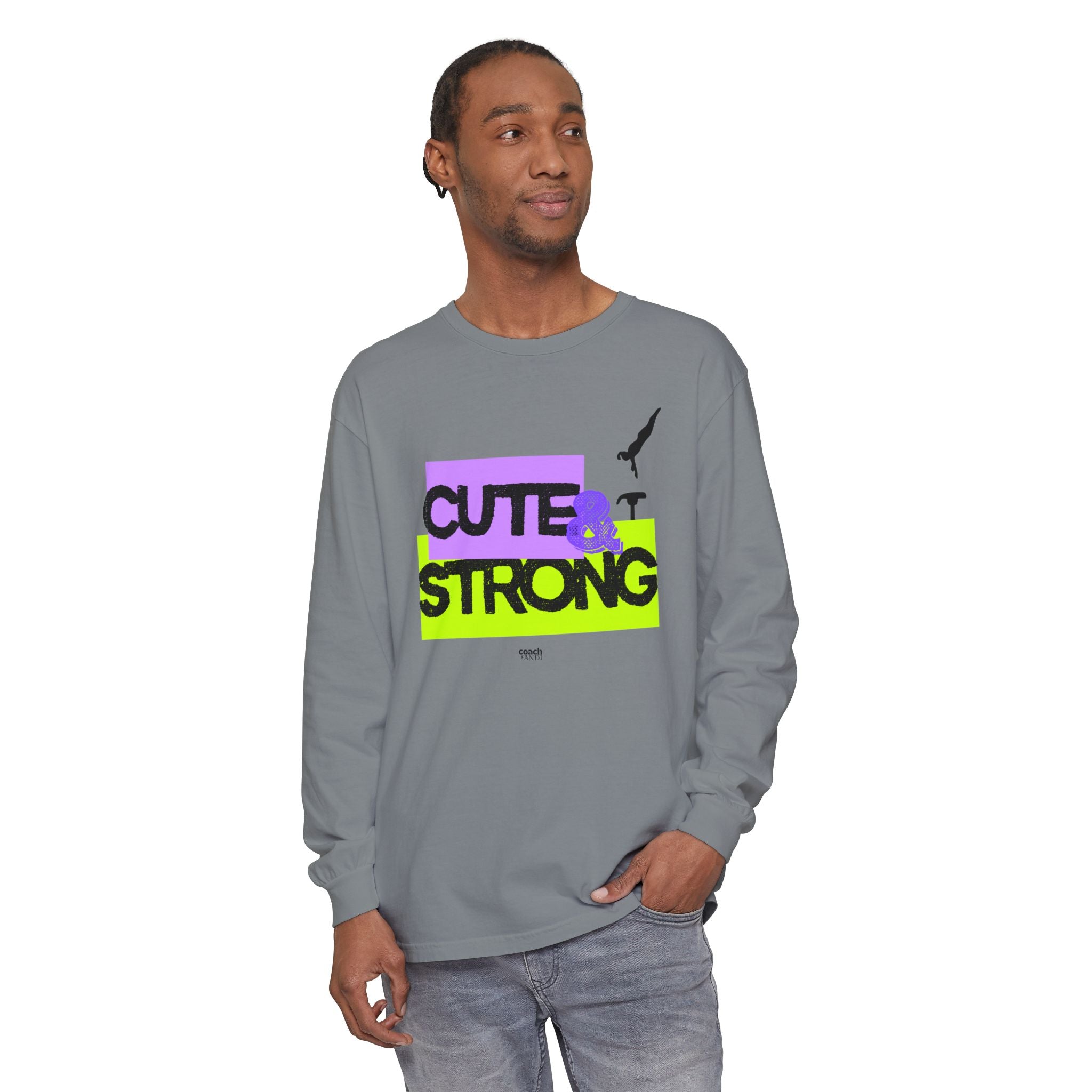 Cute & Strong - Aqua/Pink (Adult Long Sleeve Shirt)