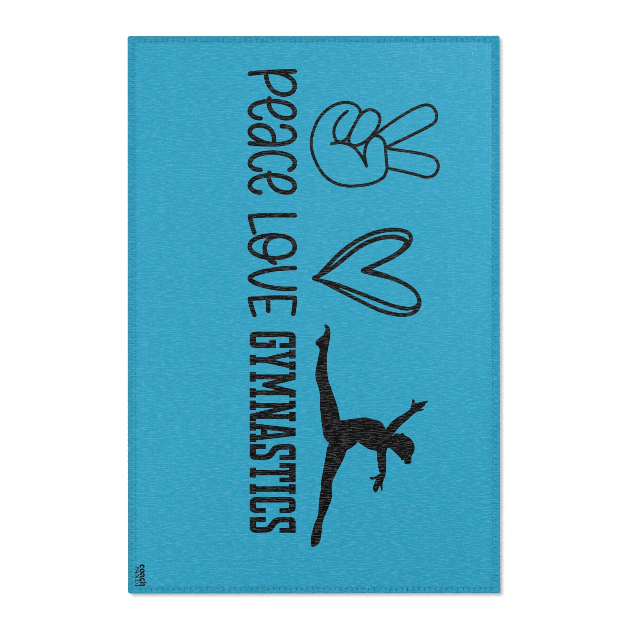 Peace, Love, Gymnastics-Turquoise (Area Rugs)