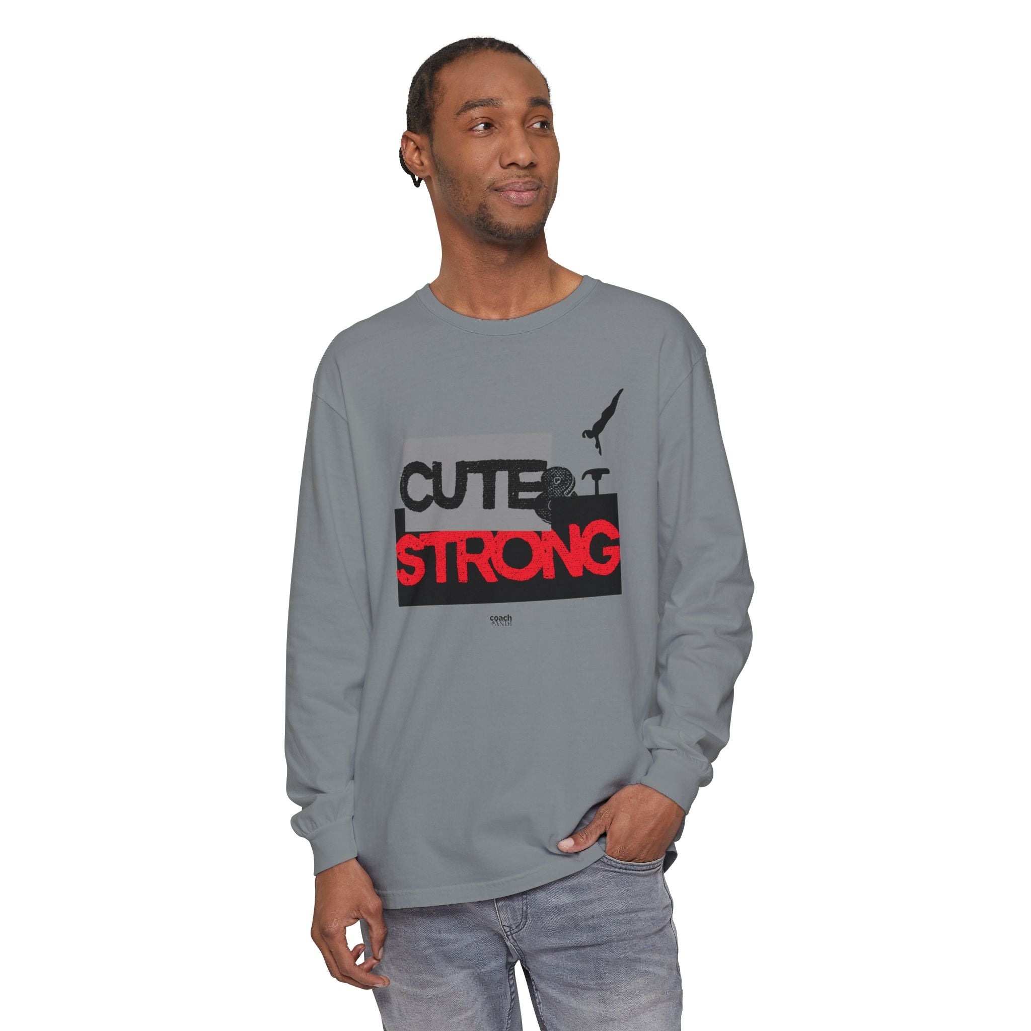 Cute & Strong - Red/Black (Adult Long Sleeve Shirt)