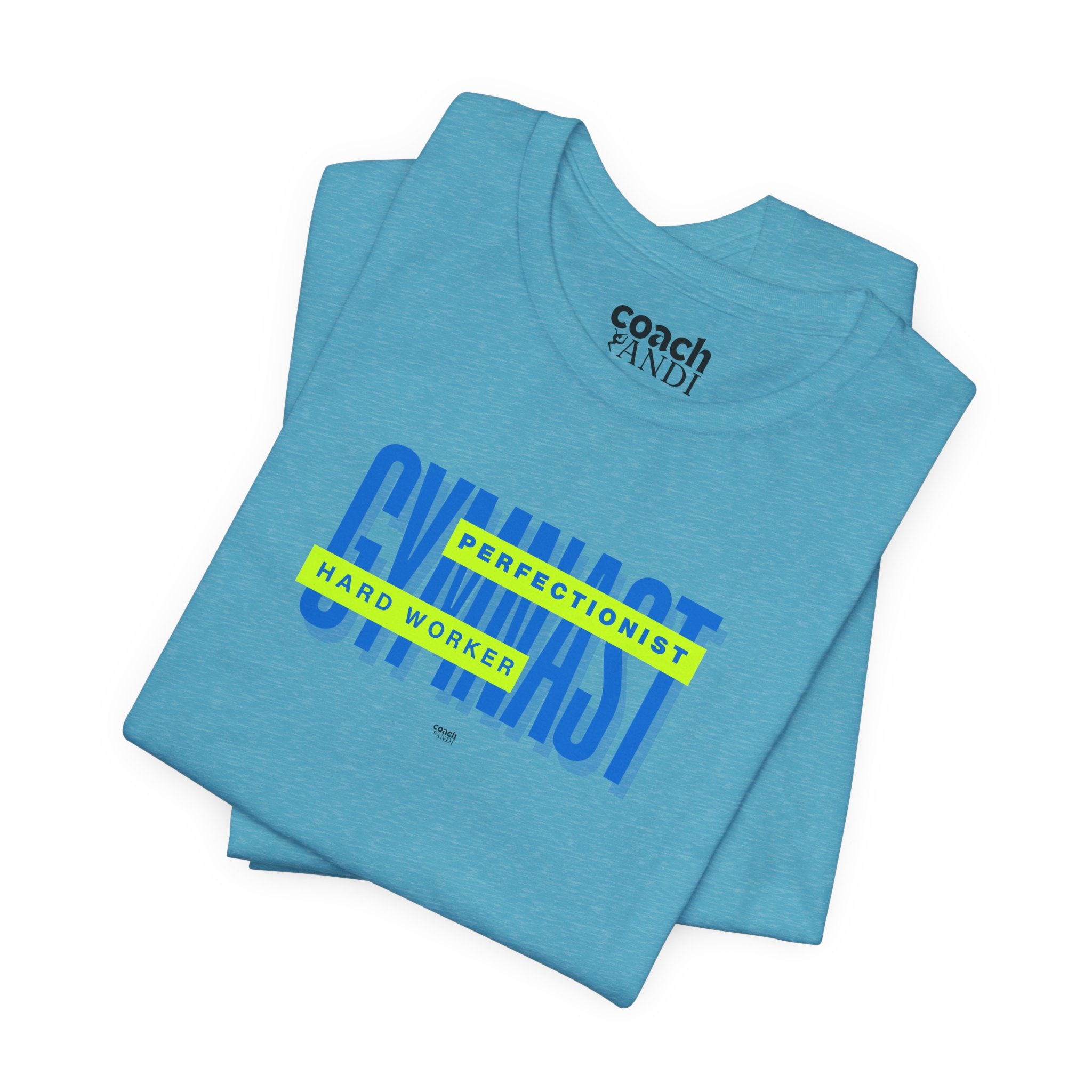 Gymnast Hard Worker Tshirt - Lime/Blue (Adult)