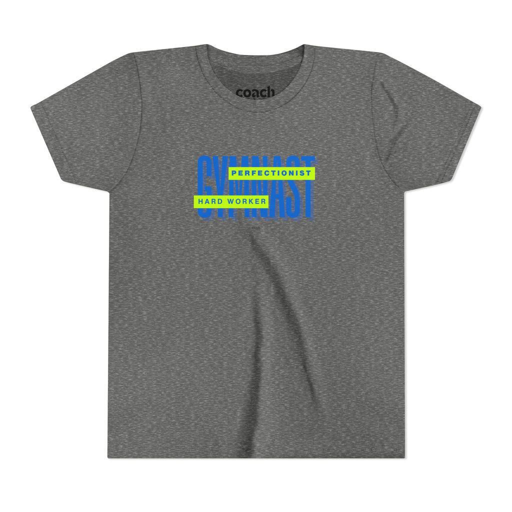 Gymnast Hard Worker Tshirt - Lime/Blue (Youth)