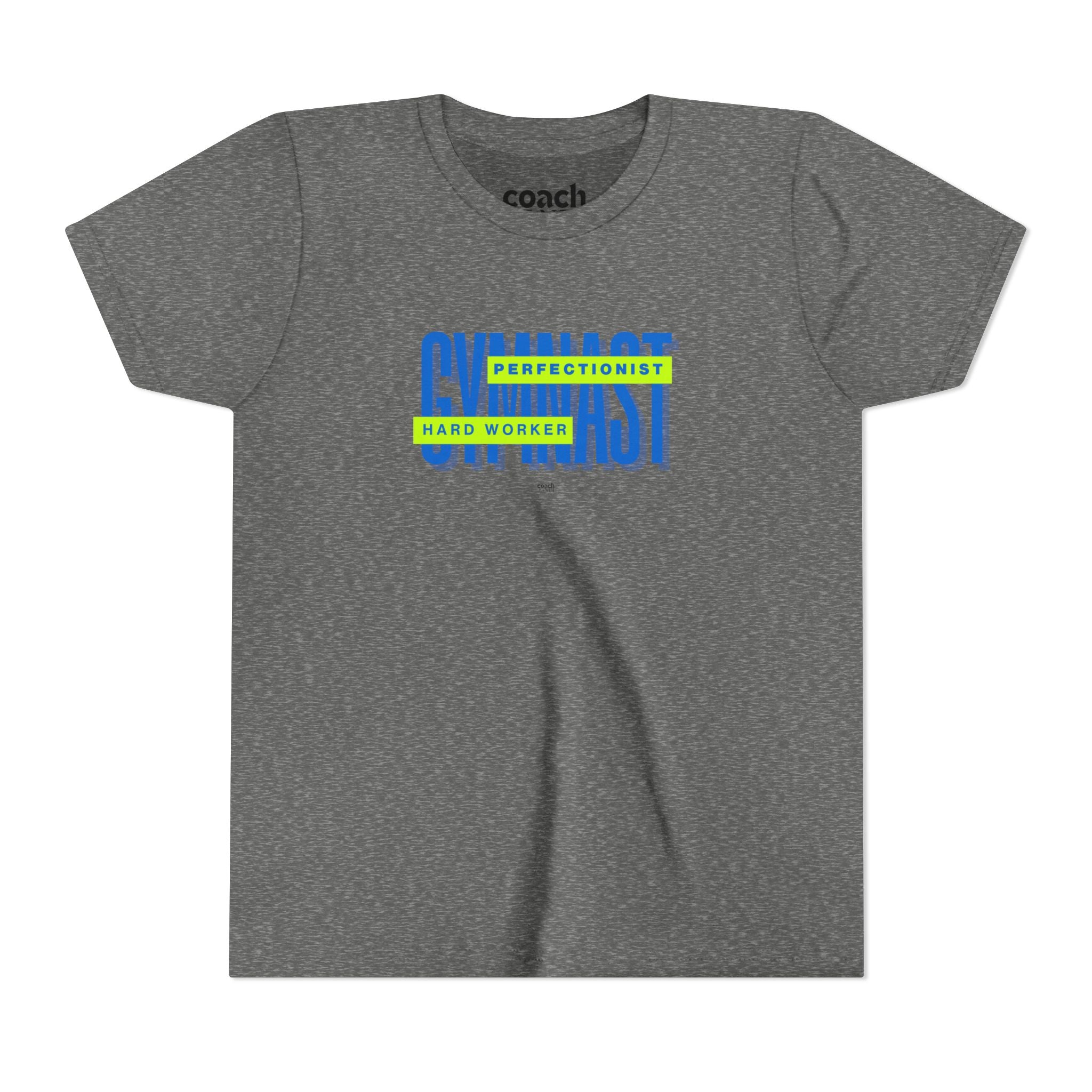 Gymnast Hard Worker Tshirt - Lime/Blue (Youth)
