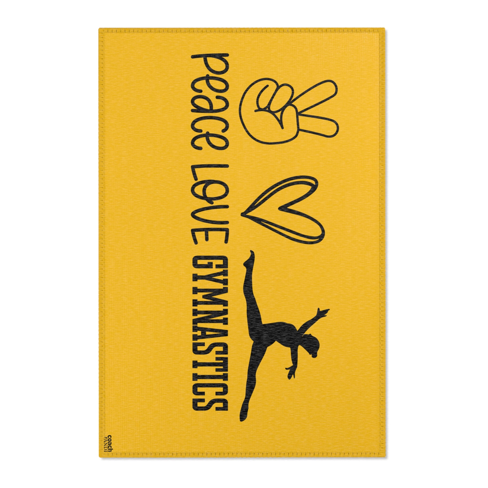 Peace, Love, Gymnastics-Goldenrod (Area Rugs)