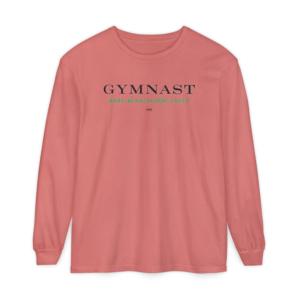 GYMNAST (Bars Beam Floor Vault) Long Sleeve Shirt - Green (Adult )