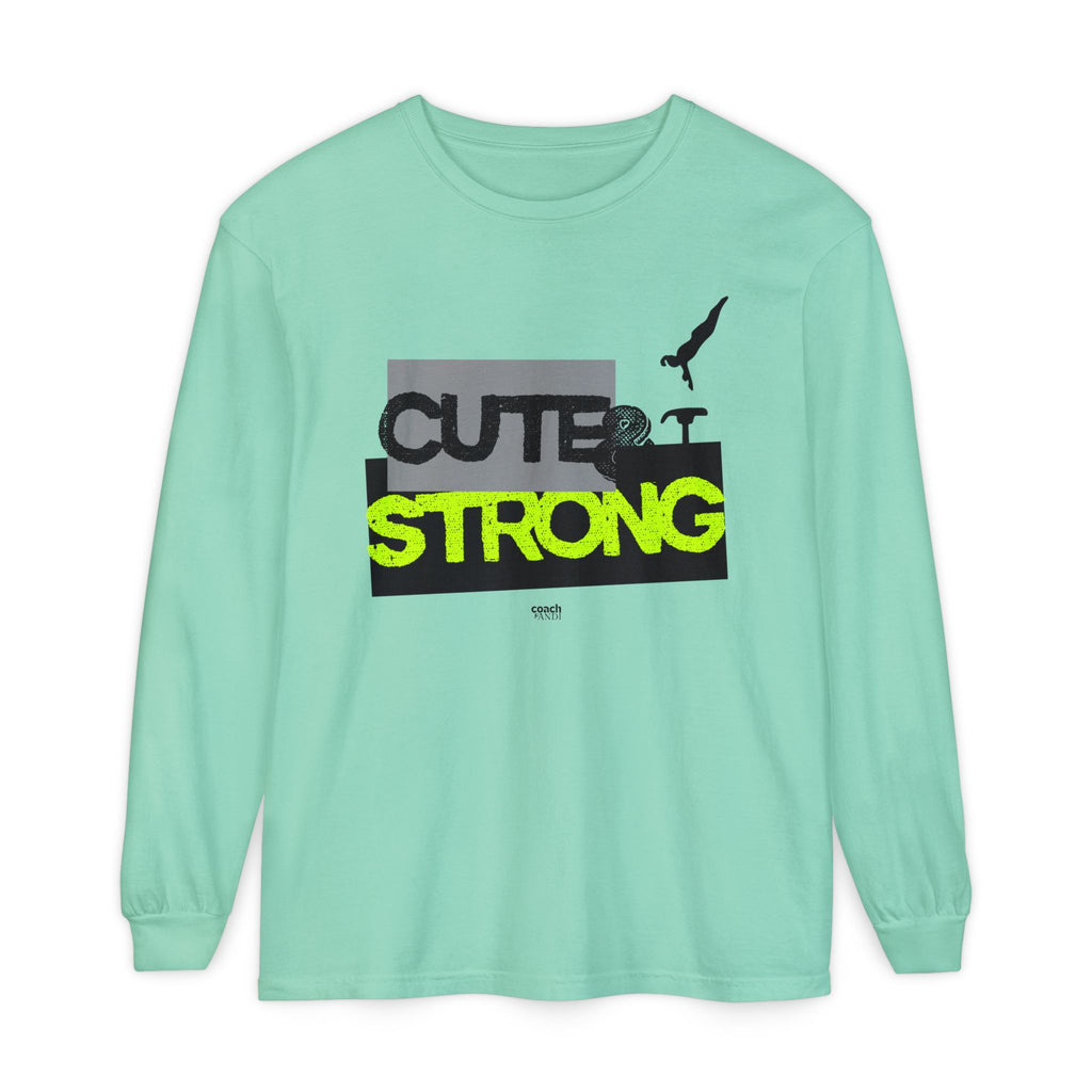 Cute & Strong - Lime/Black (Adult Long Sleeve Shirt)