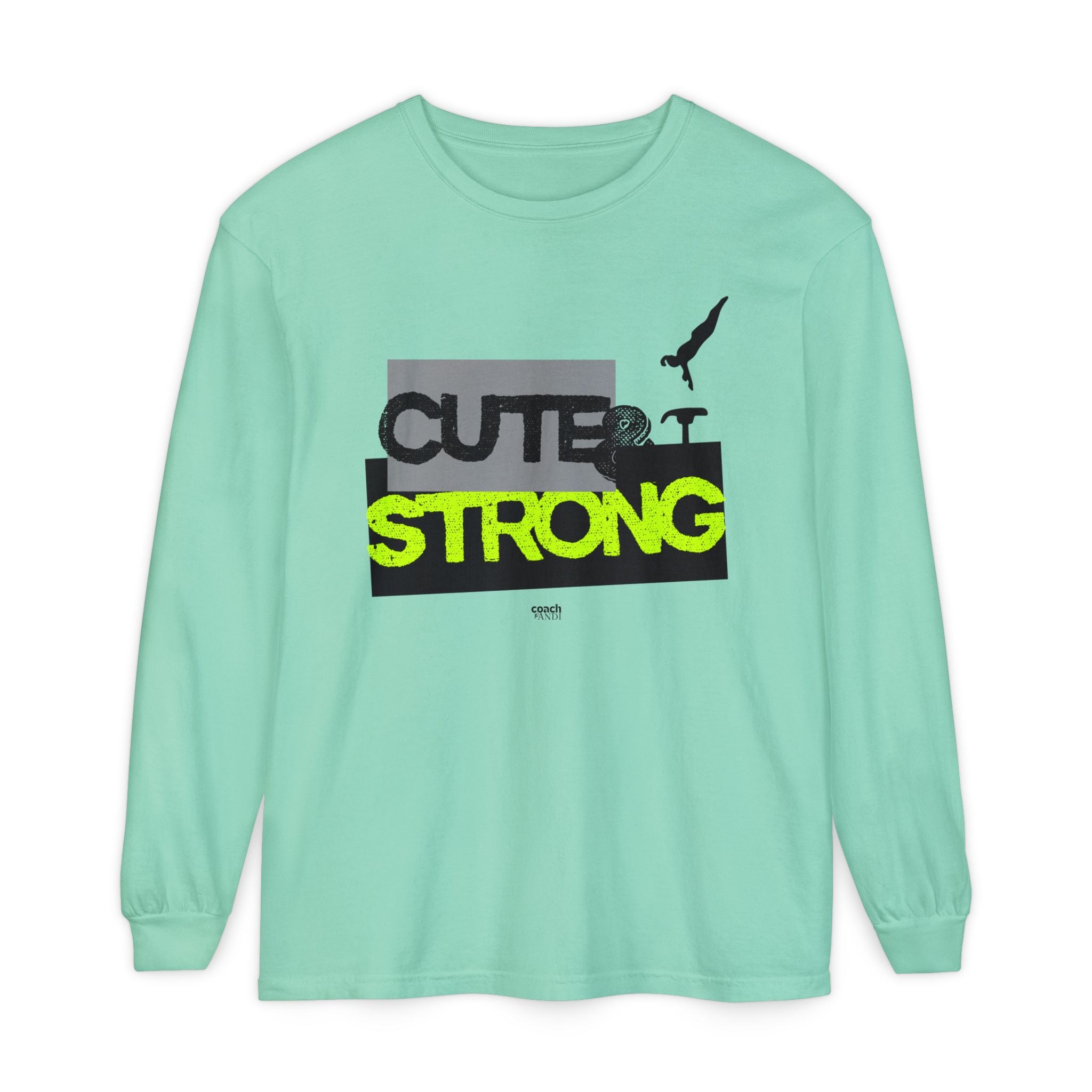 Cute & Strong - Lime/Black (Adult Long Sleeve Shirt)