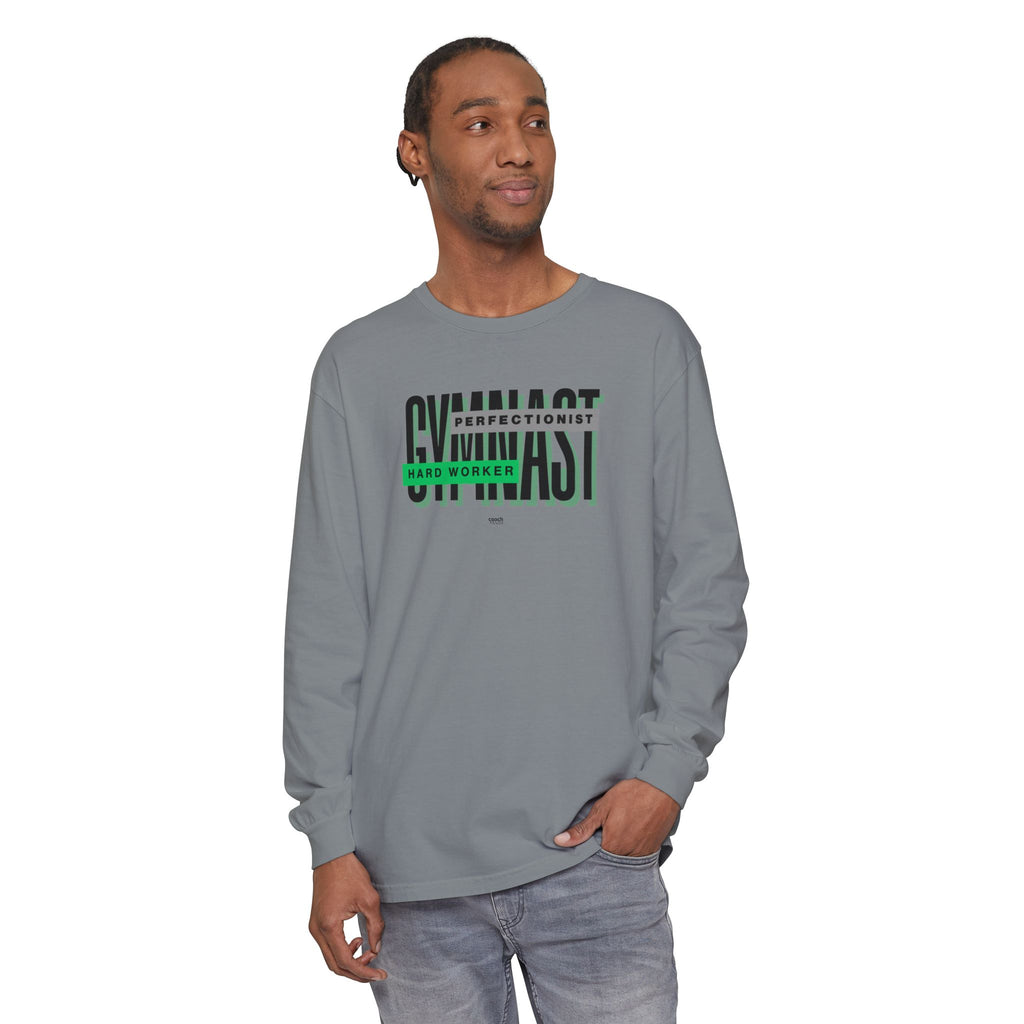 Gymnast Hard Worker Long Sleeve Shirt - Lime/Blue (Adult)