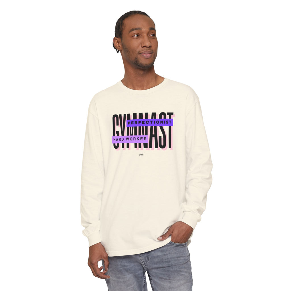 Gymnast Hard Worker Long Sleeve Shirt - Purple (Adult)