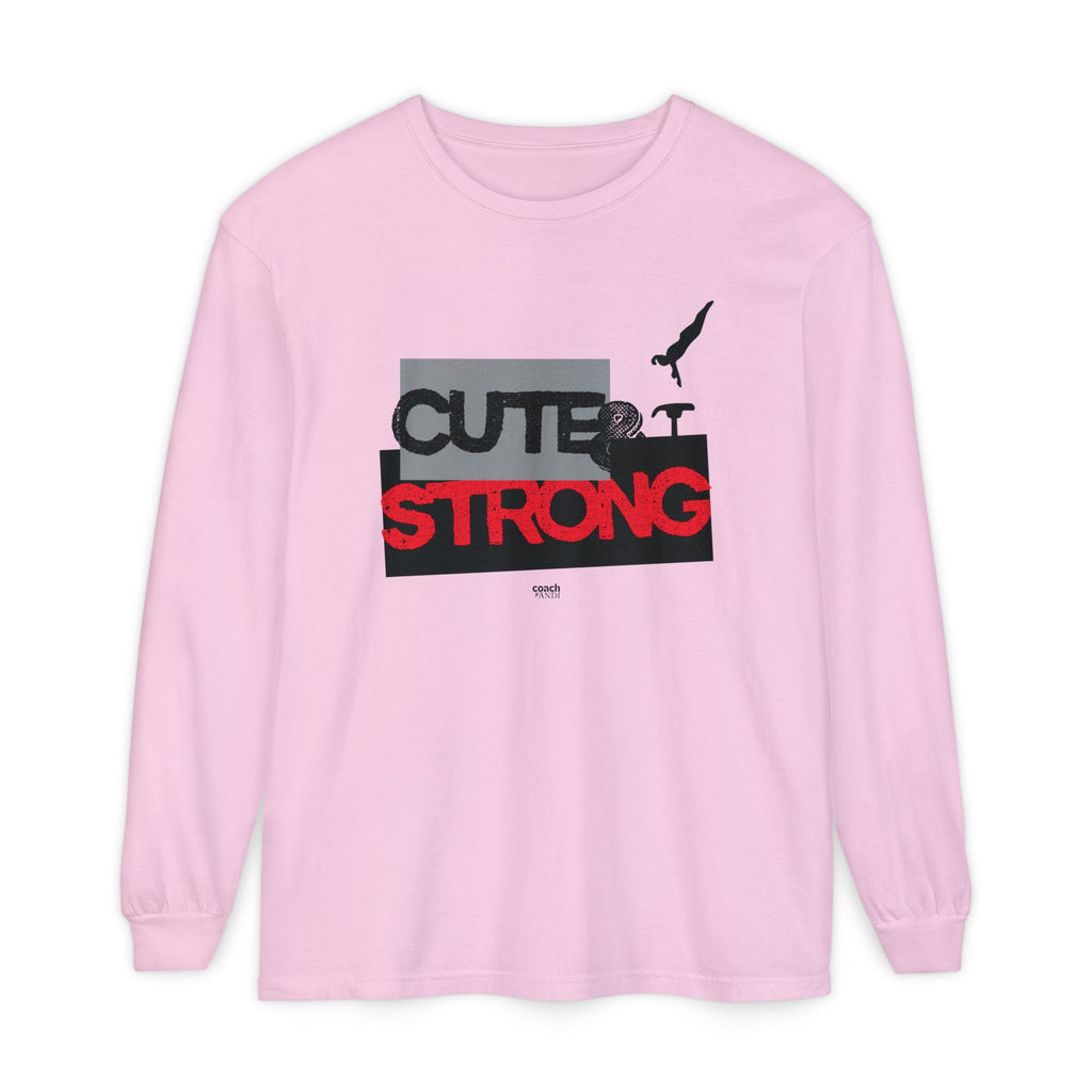 Cute & Strong - Red/Black (Adult Long Sleeve Shirt)
