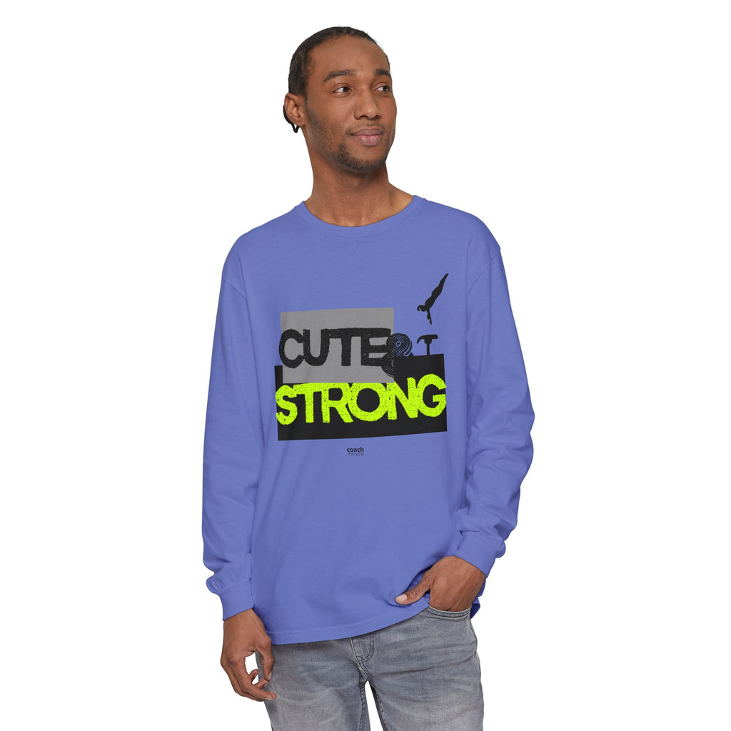 Cute & Strong - Lime/Black (Adult Long Sleeve Shirt)