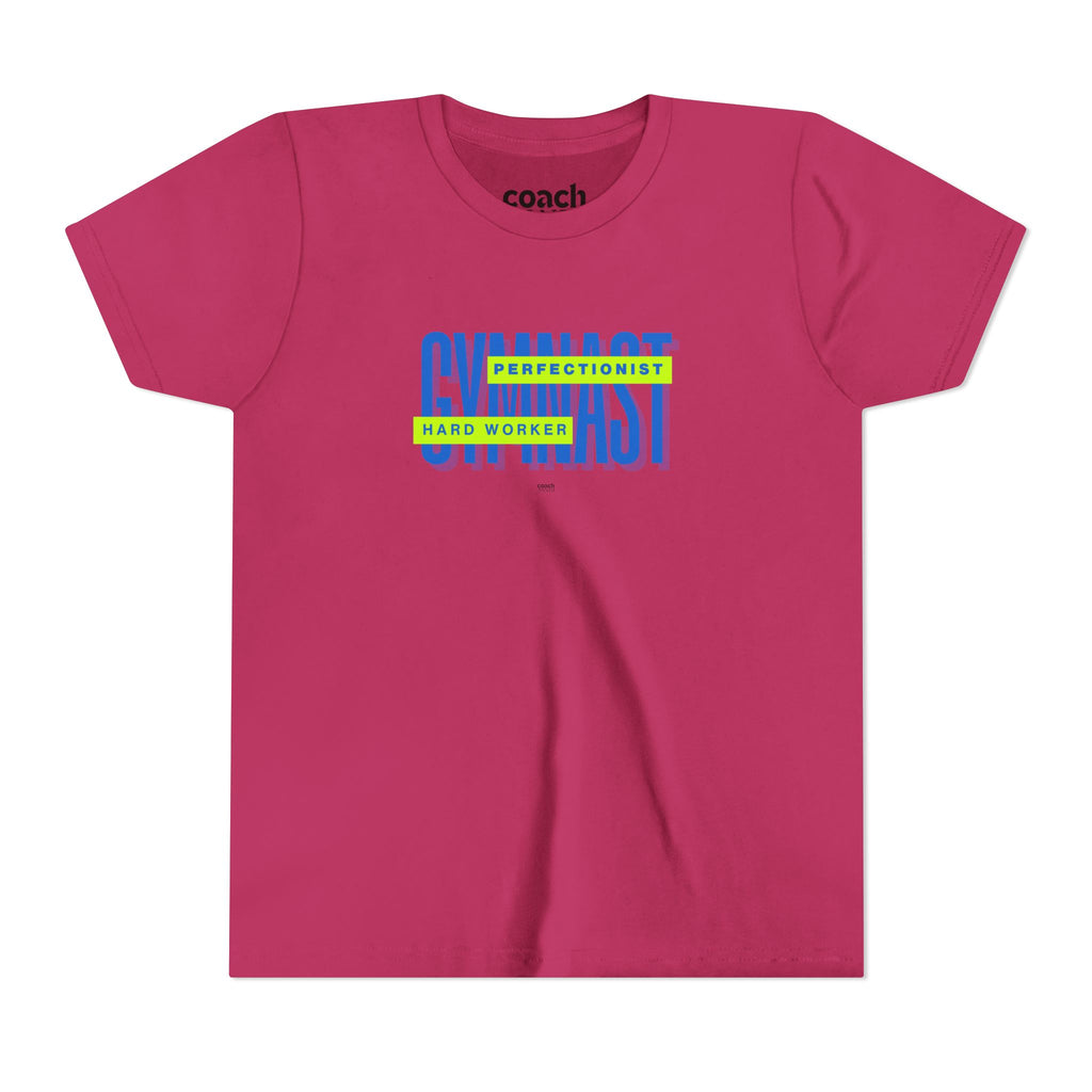 Gymnast Hard Worker Tshirt - Lime/Blue (Youth)