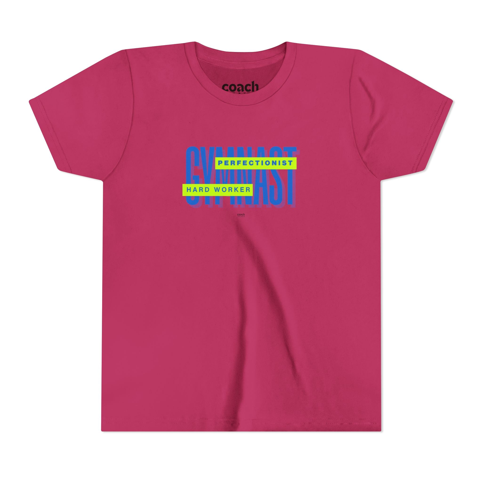 Gymnast Hard Worker Tshirt - Lime/Blue (Youth)