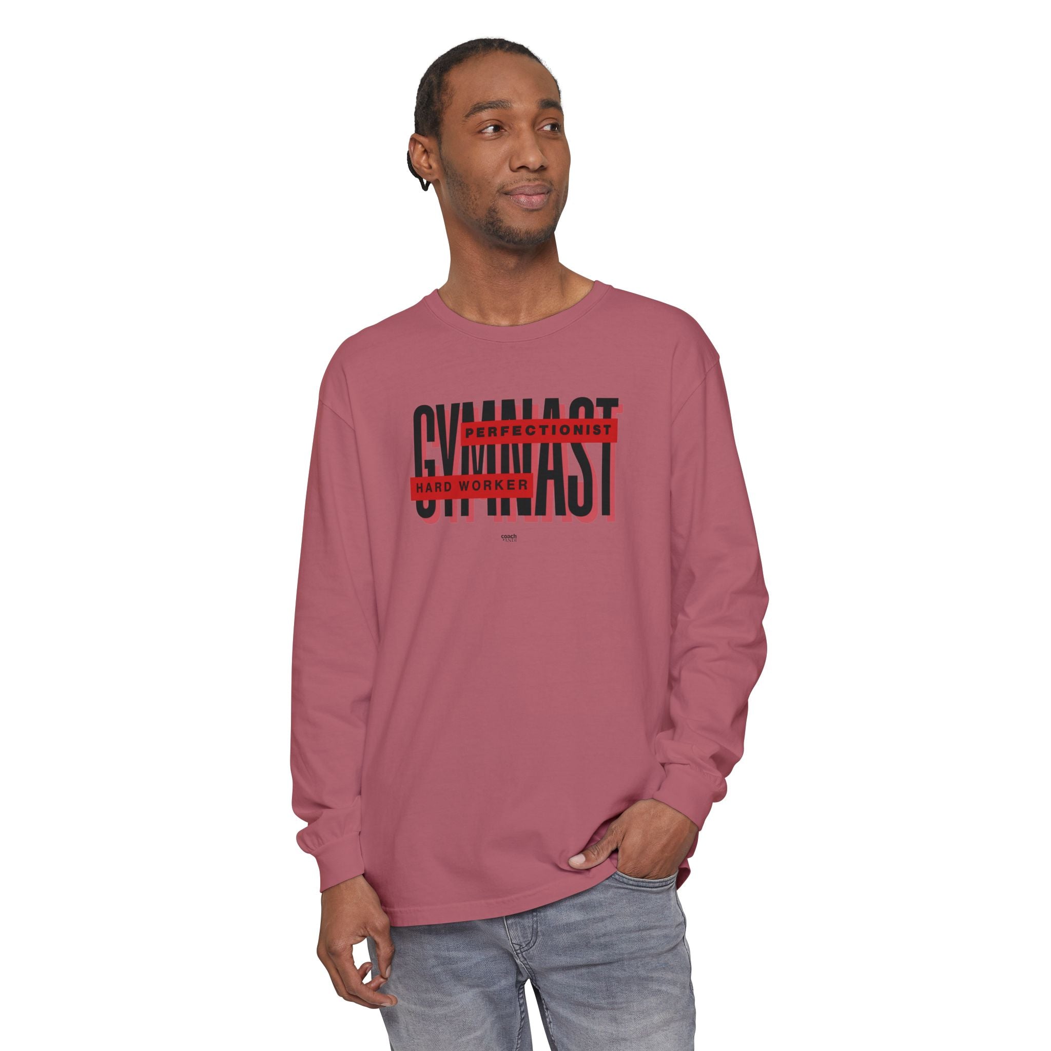 Gymnast Hard Worker Long Sleeve Shirt - Red (Adult)