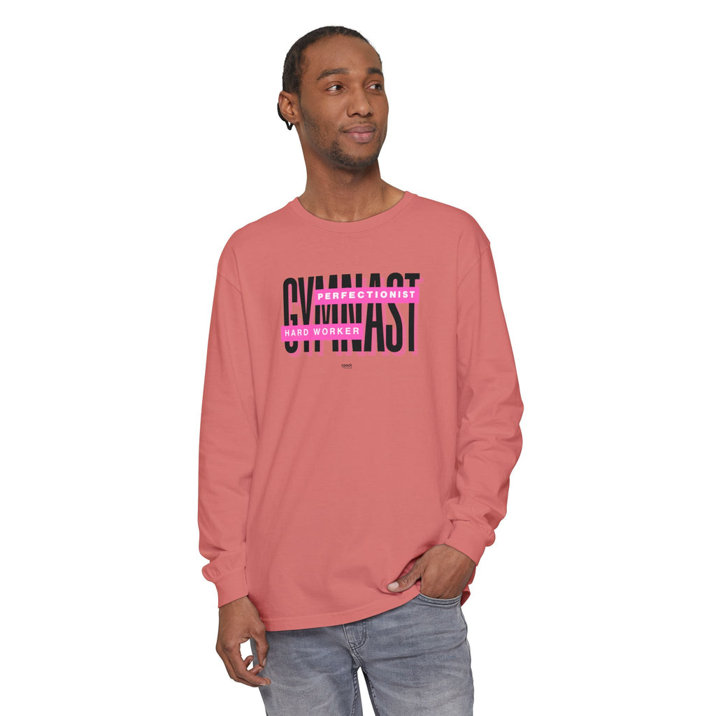 Gymnast Hard Worker Long Sleeve Shirt - Pink (Adult)
