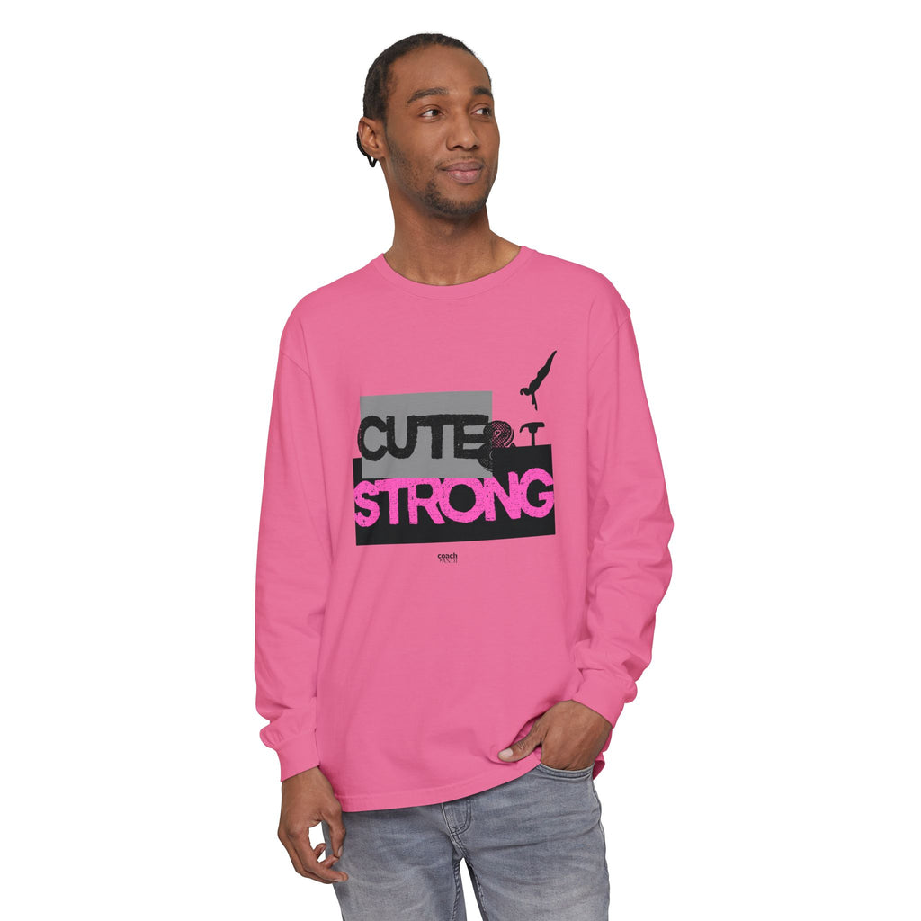 Cute & Strong - Pink/Black (Adult Long Sleeve Shirt)