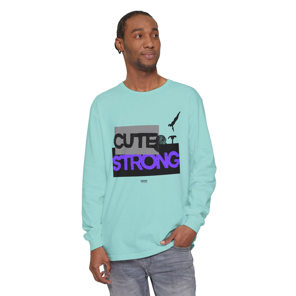 Cute & Strong - Purple/Black (Adult Long Sleeve Shirt)