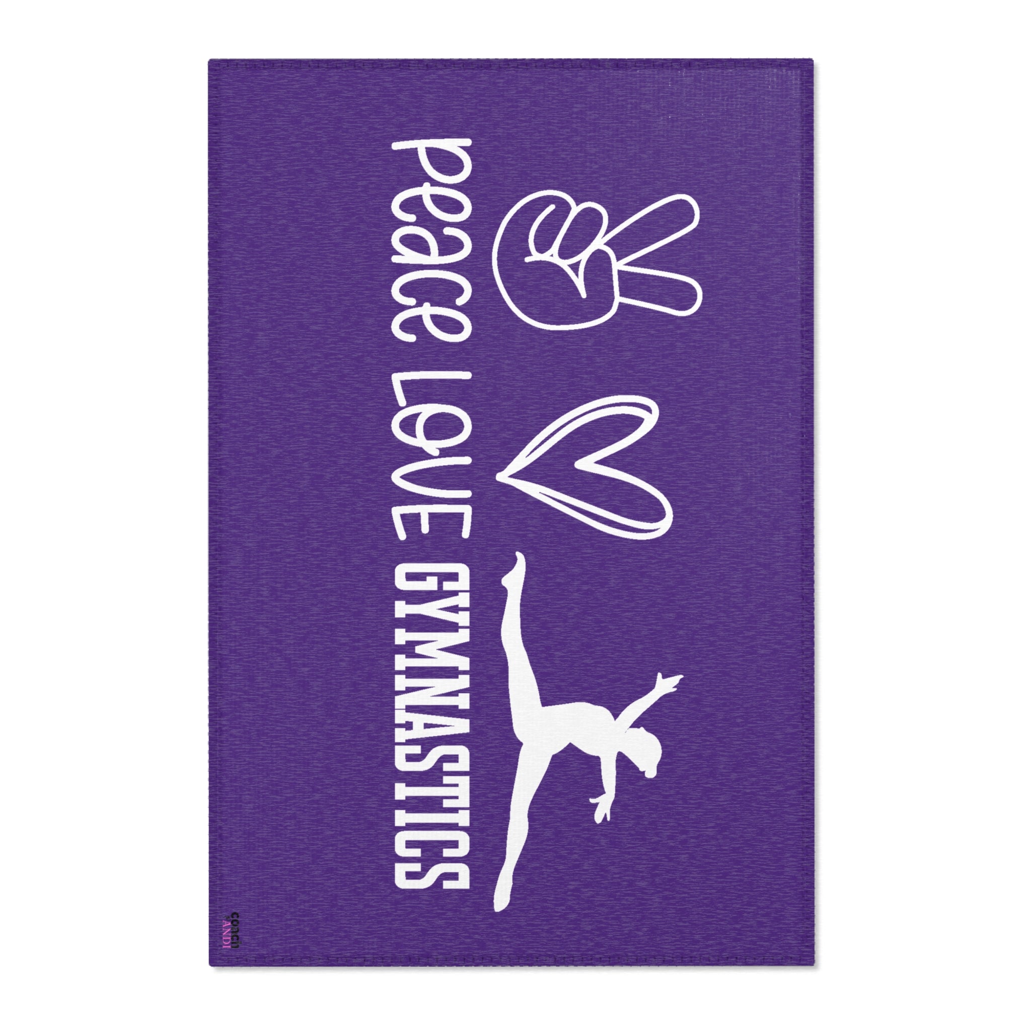 Peace, Love, Gymnastics-Purple (Area Rugs)