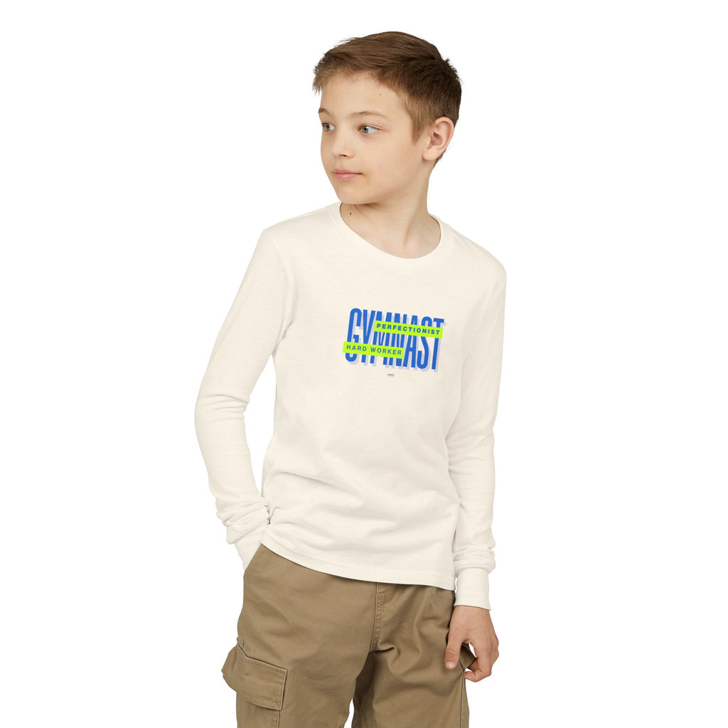 Gymnast Hard Worker Long Sleeve Shirt - Lime/Blue (Youth)