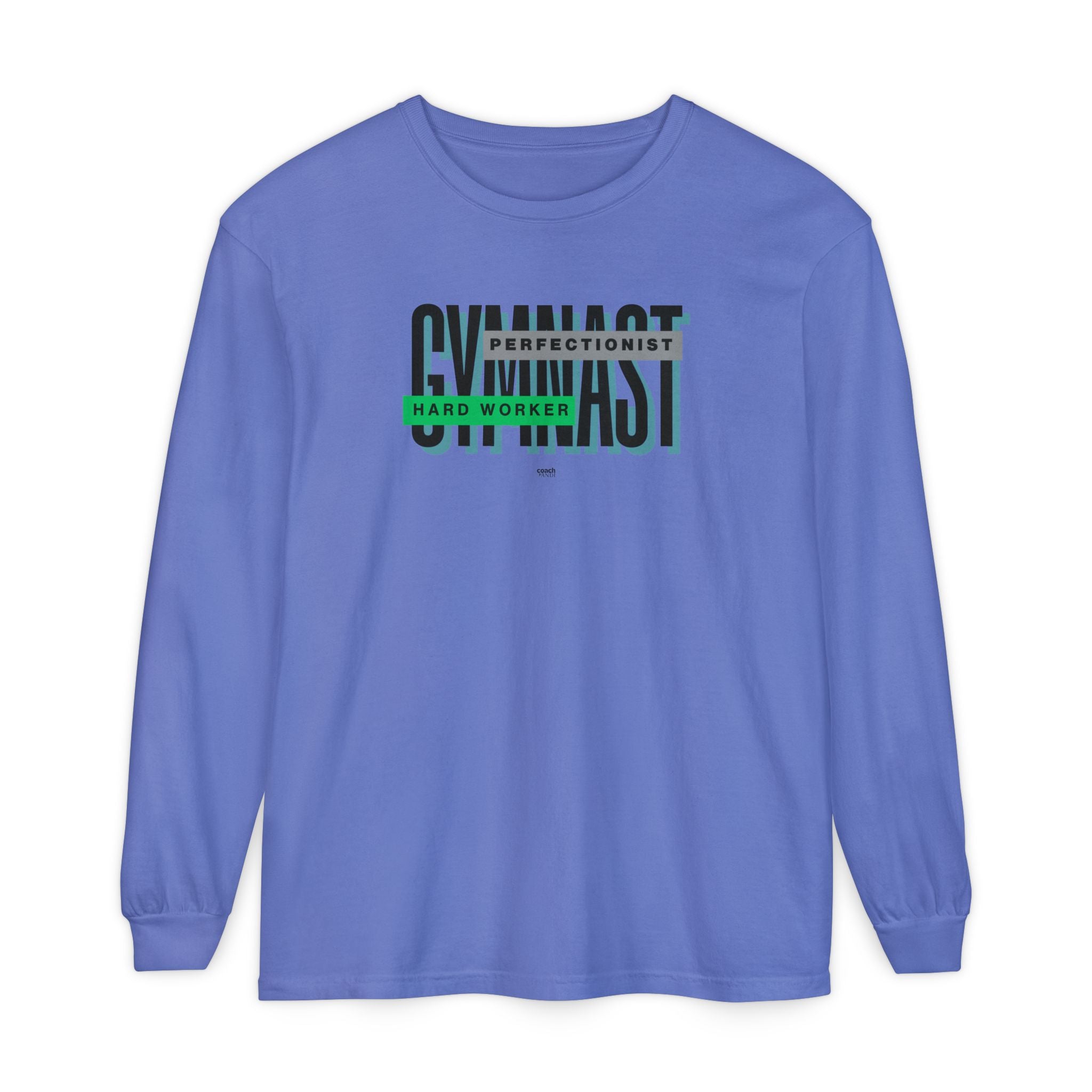 Gymnast Hard Worker Long Sleeve Shirt - Lime/Blue (Adult)