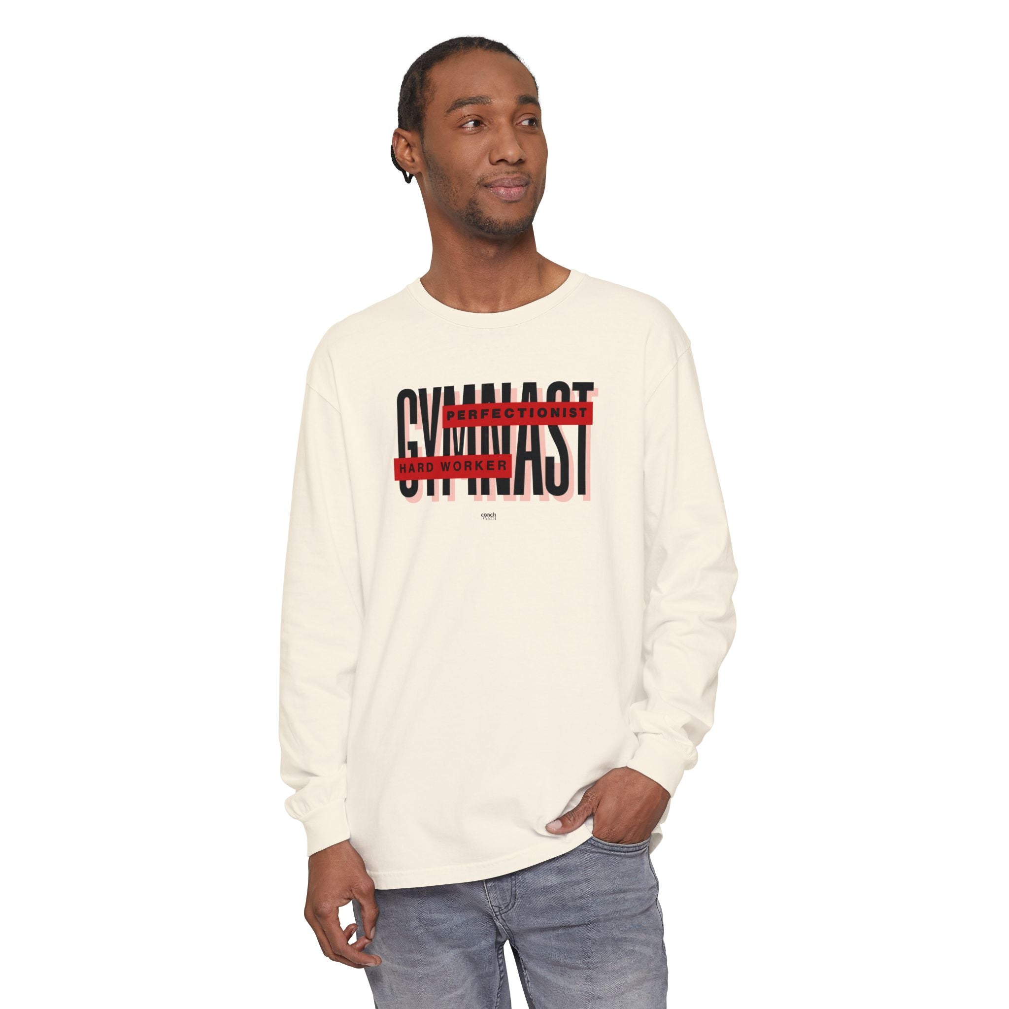 Gymnast Hard Worker Long Sleeve Shirt - Red (Adult)